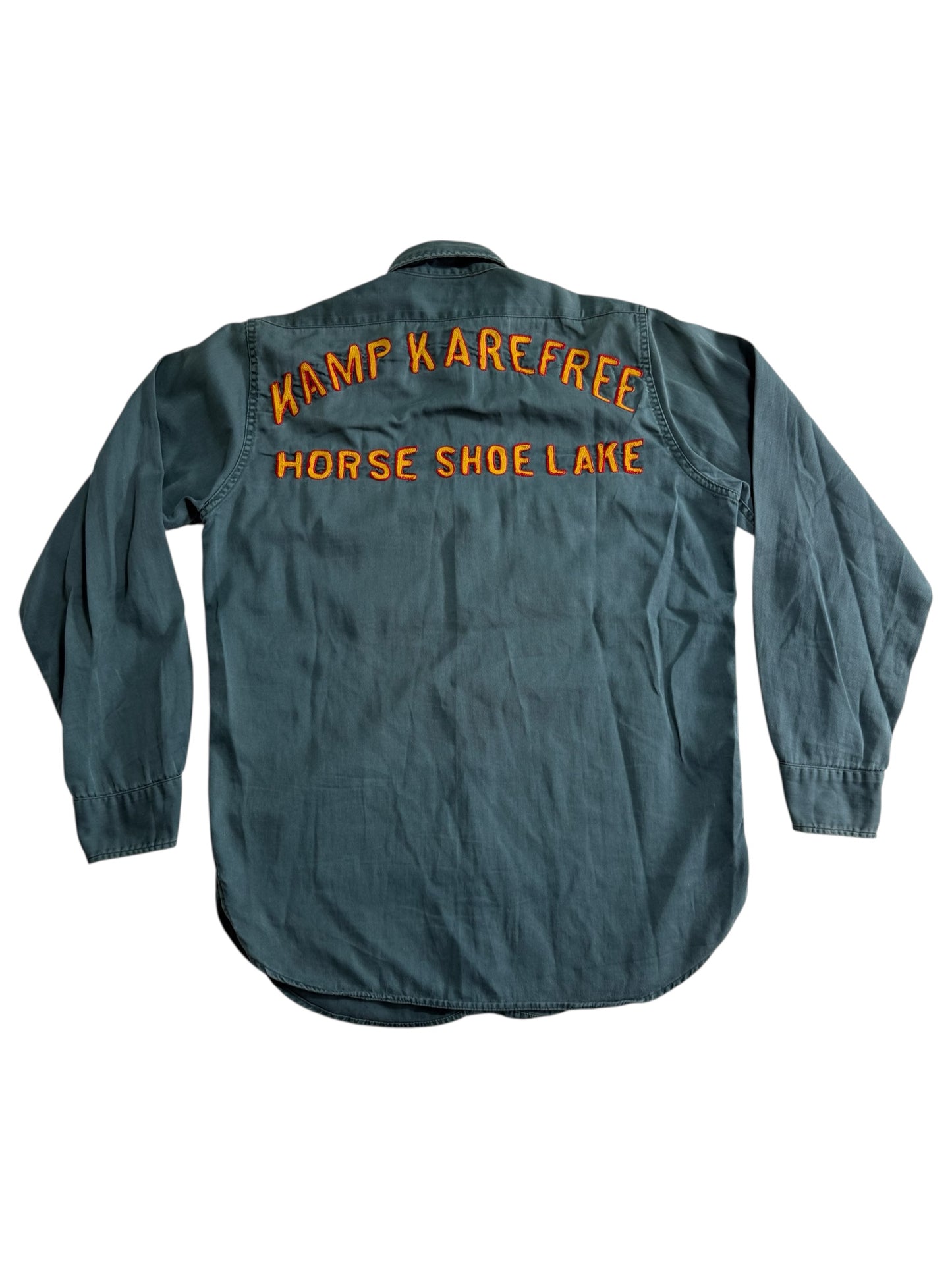 Vintage 1950s-60s Big Smith Chain Stitch Work Shirt Camp Karefree Horse Shoe Lake