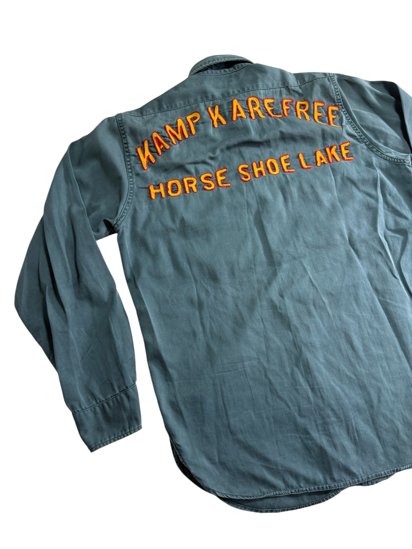 Vintage 1950s-60s Big Smith Chain Stitch Work Shirt Camp Karefree Horse Shoe Lake