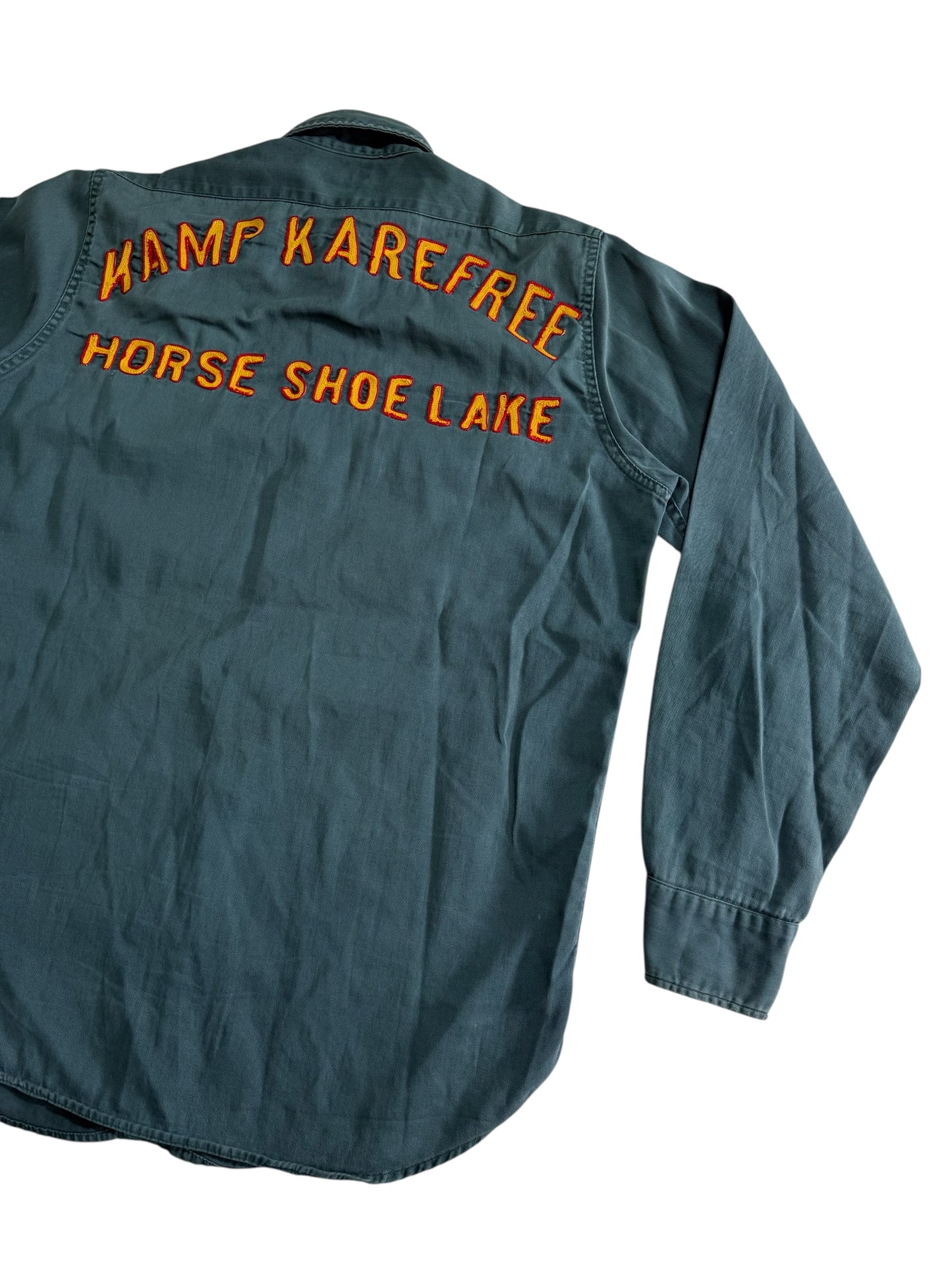 Vintage 1950s-60s Big Smith Chain Stitch Work Shirt Camp Karefree Horse Shoe Lake