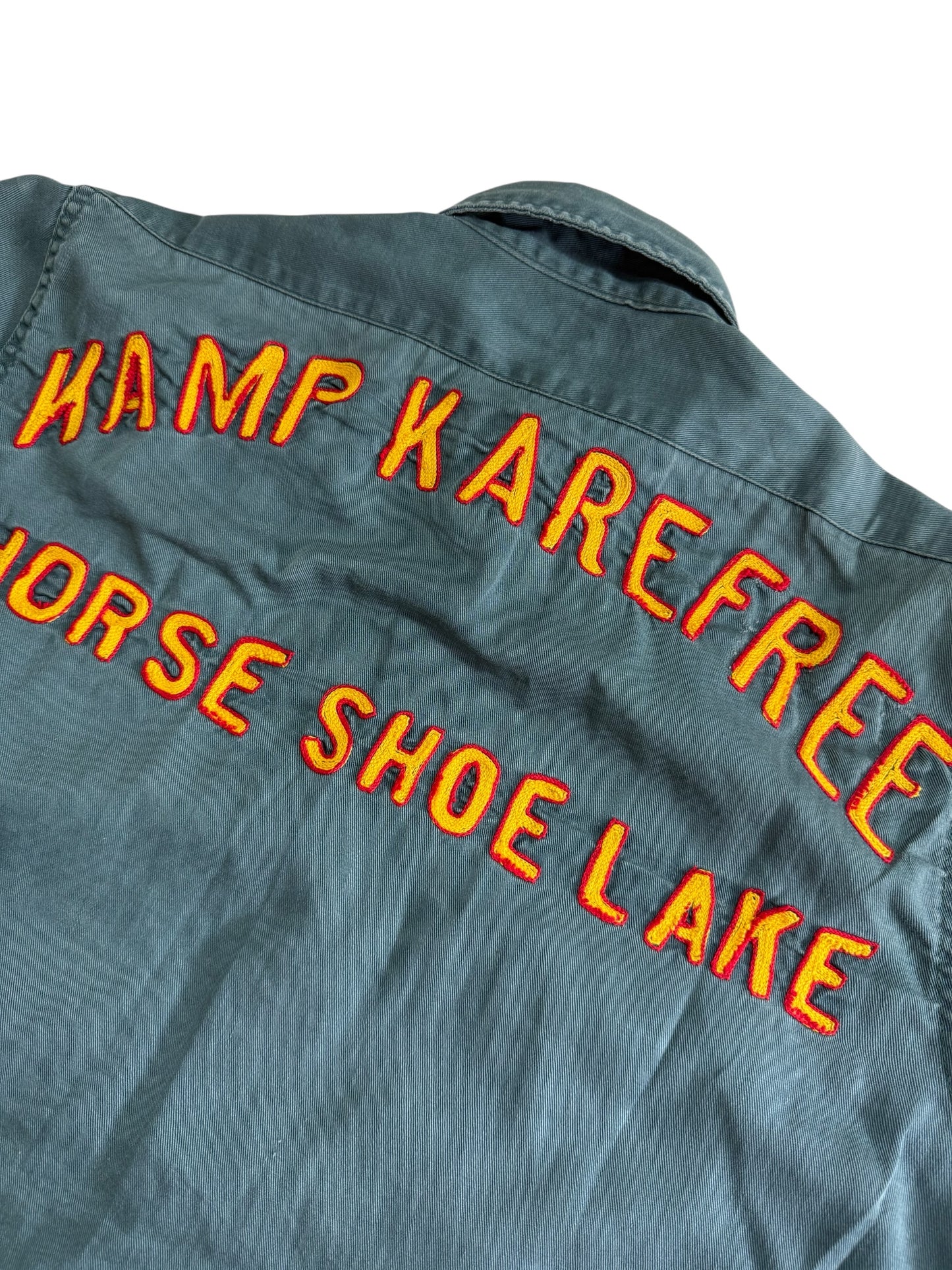 Vintage 1950s-60s Big Smith Chain Stitch Work Shirt Camp Karefree Horse Shoe Lake