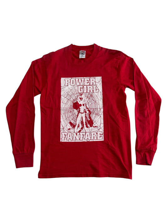 Vintage Power Girl Fanfare Long Sleeve Tshirt DC Comics