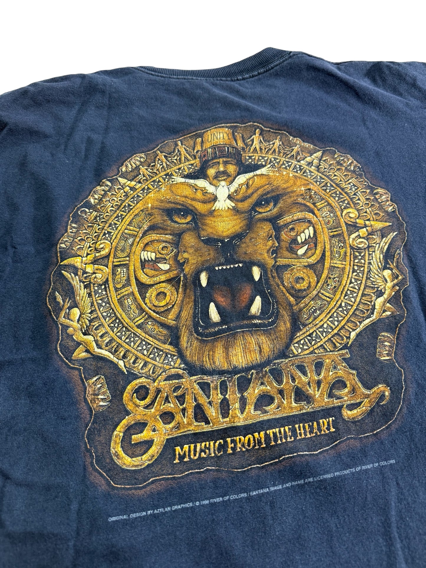 Vintage Santana De Aztlan Graphic Tshirt Latin Rock Band