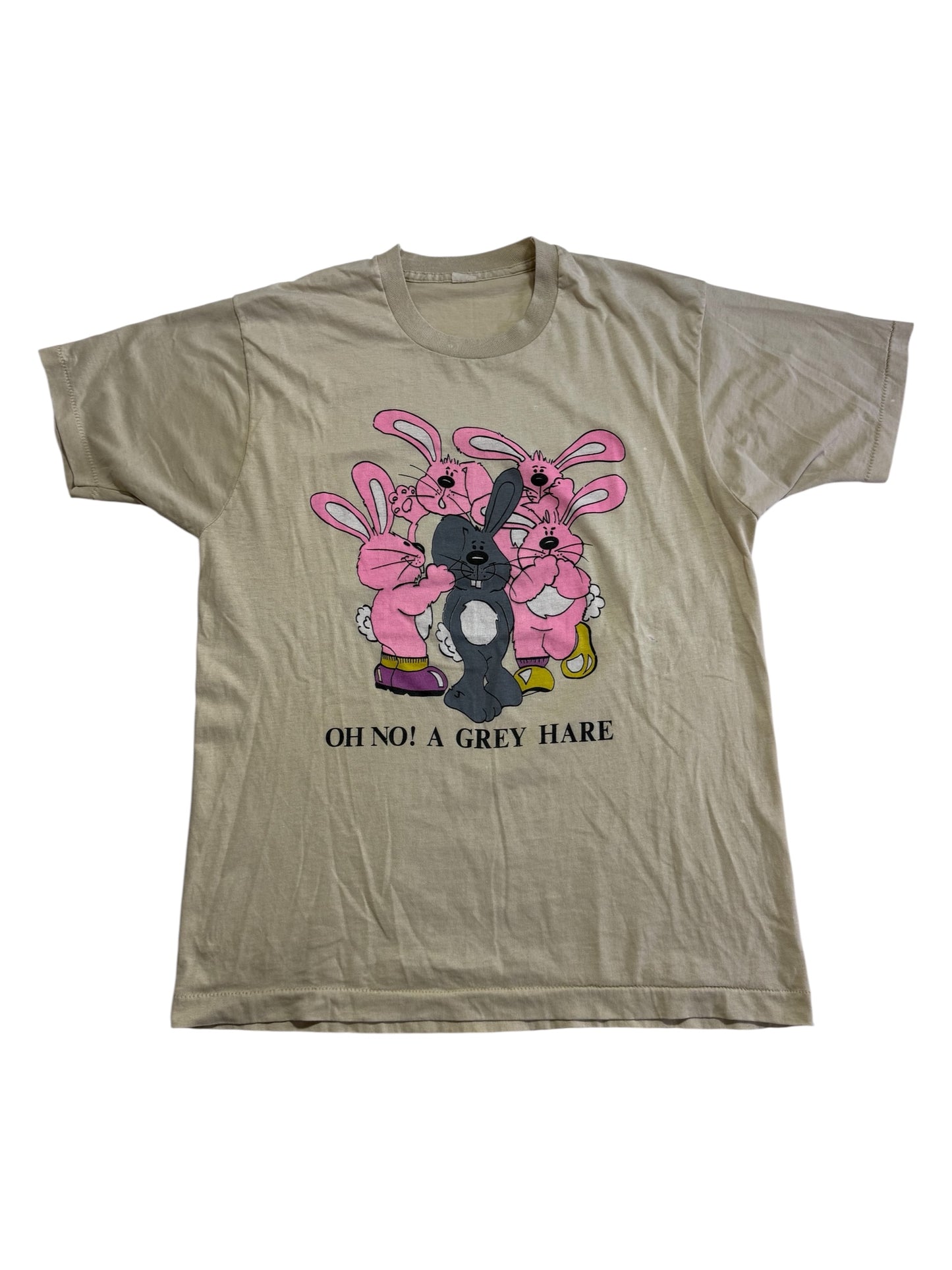 Vintage 1970s “Oh No! A Grey Hare” Cartoon Bunny Novelty Tshirt