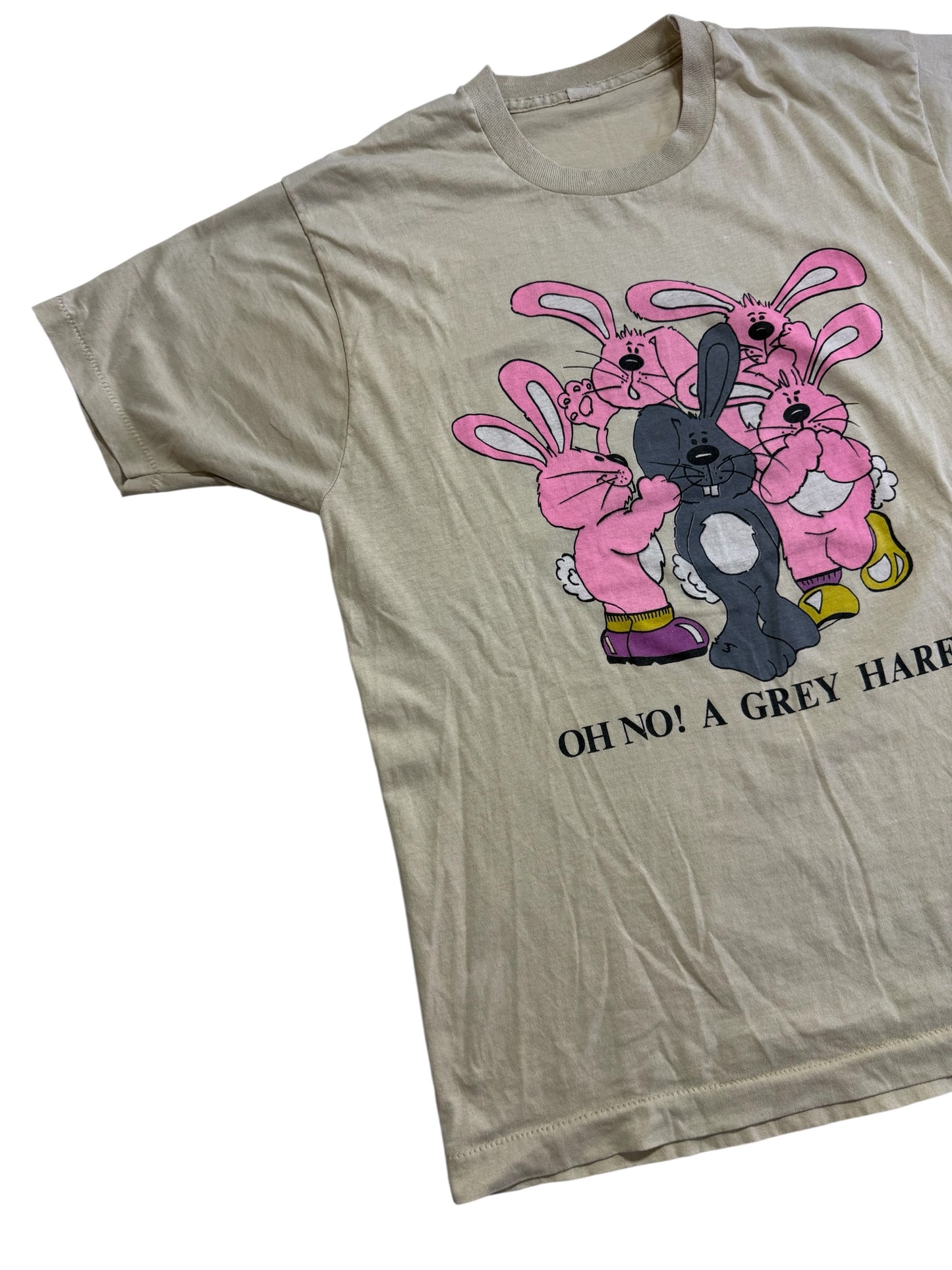 Vintage 1970s “Oh No! A Grey Hare” Cartoon Bunny Novelty Tshirt