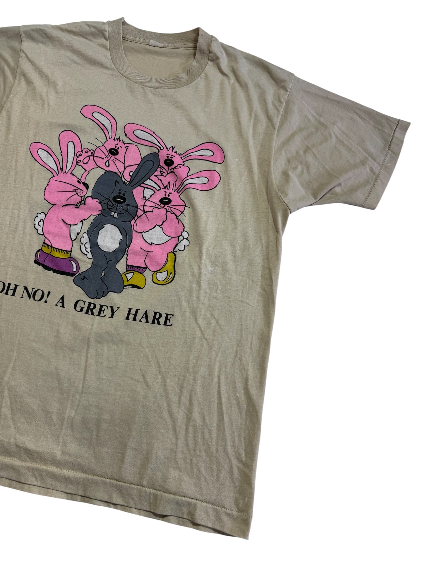 Vintage 1970s “Oh No! A Grey Hare” Cartoon Bunny Novelty Tshirt