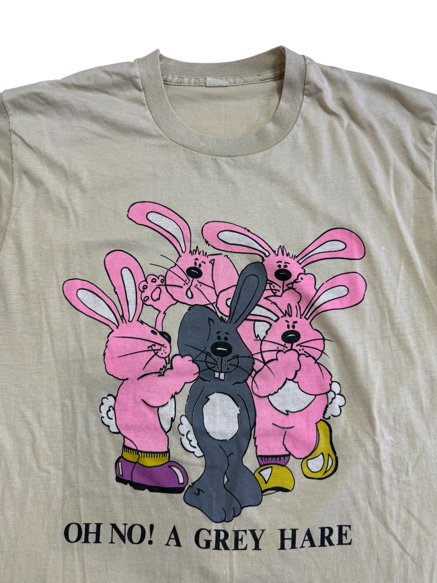 Vintage 1970s “Oh No! A Grey Hare” Cartoon Bunny Novelty Tshirt