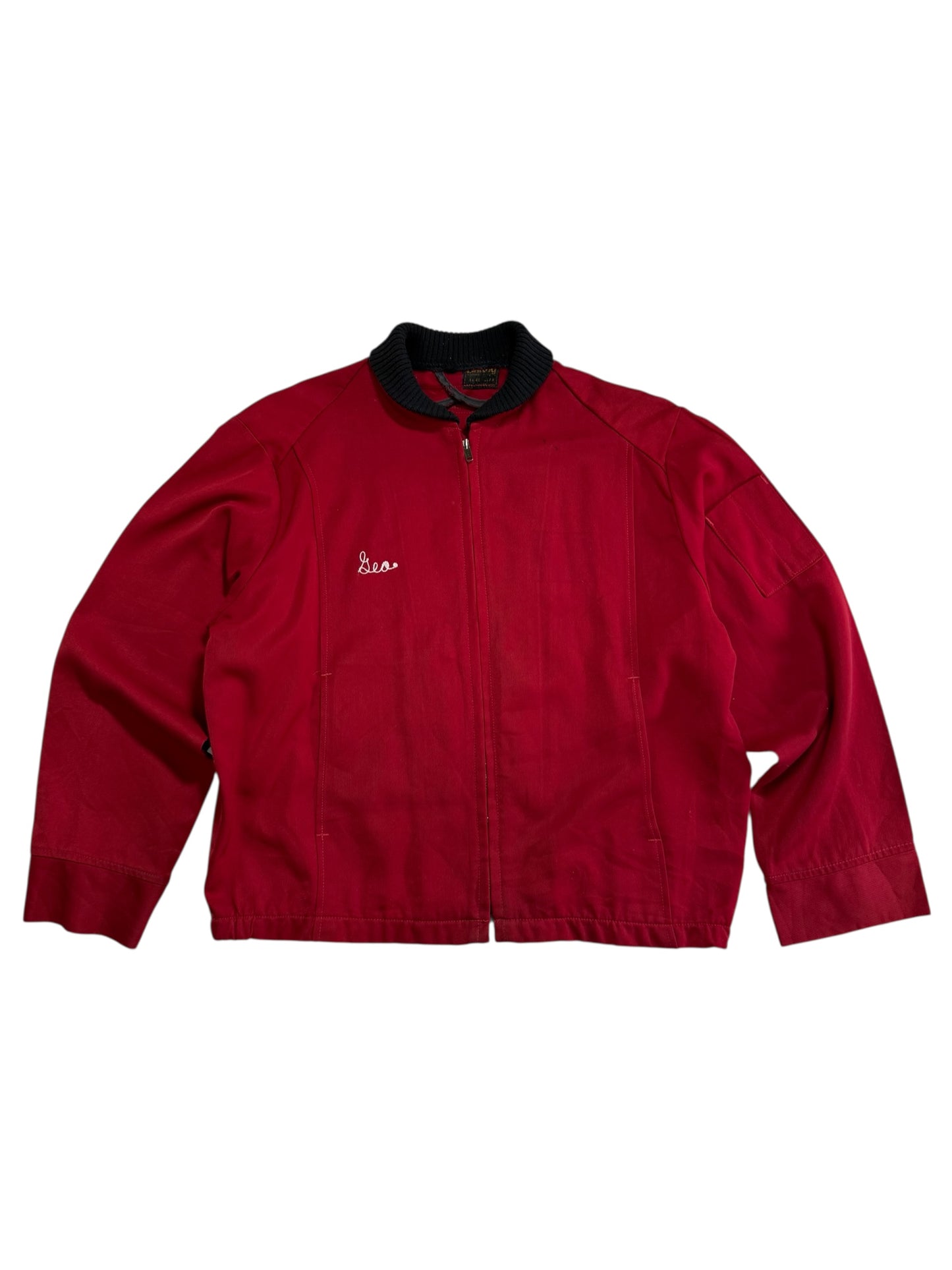 Vintage 1950s-60s Unitog Bowling Jacket Red Chain Stitch