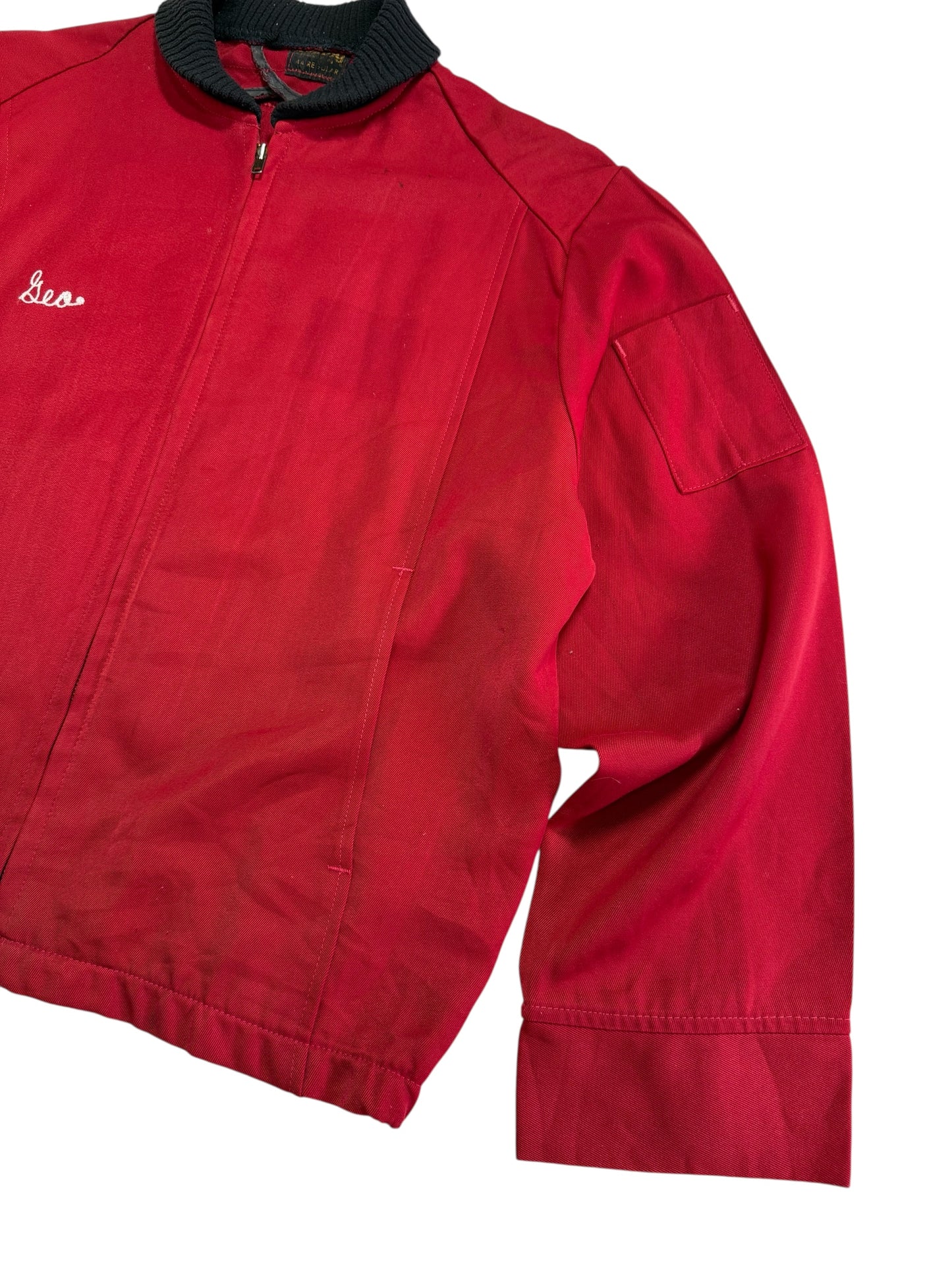 Vintage 1950s-60s Unitog Bowling Jacket Red Chain Stitch