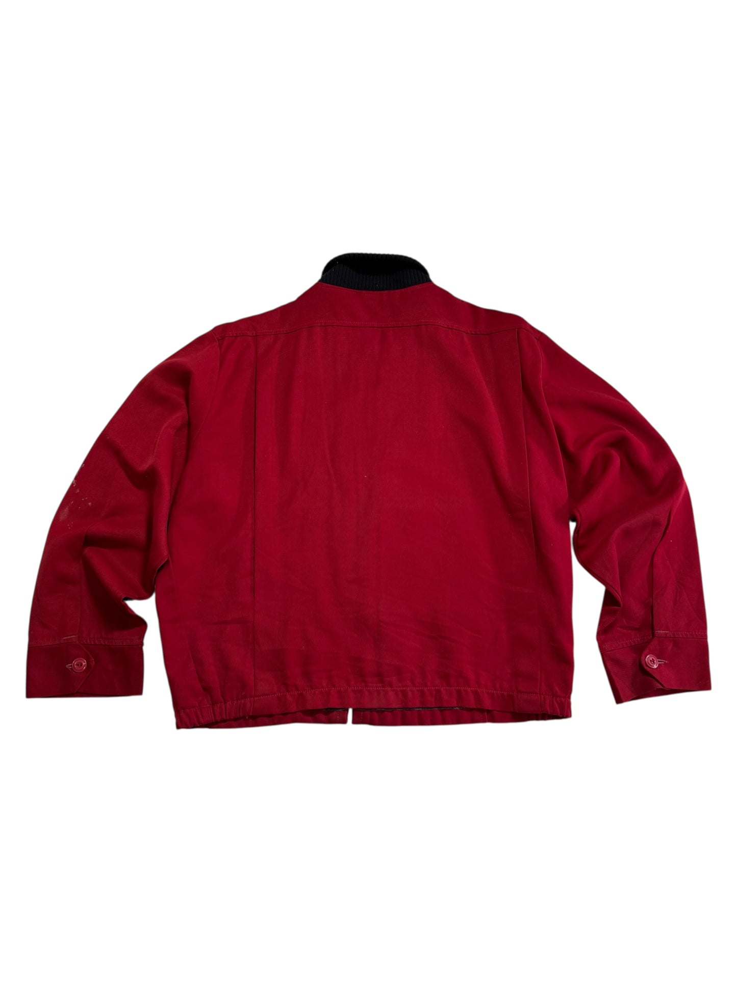 Vintage 1950s-60s Unitog Bowling Jacket Red Chain Stitch