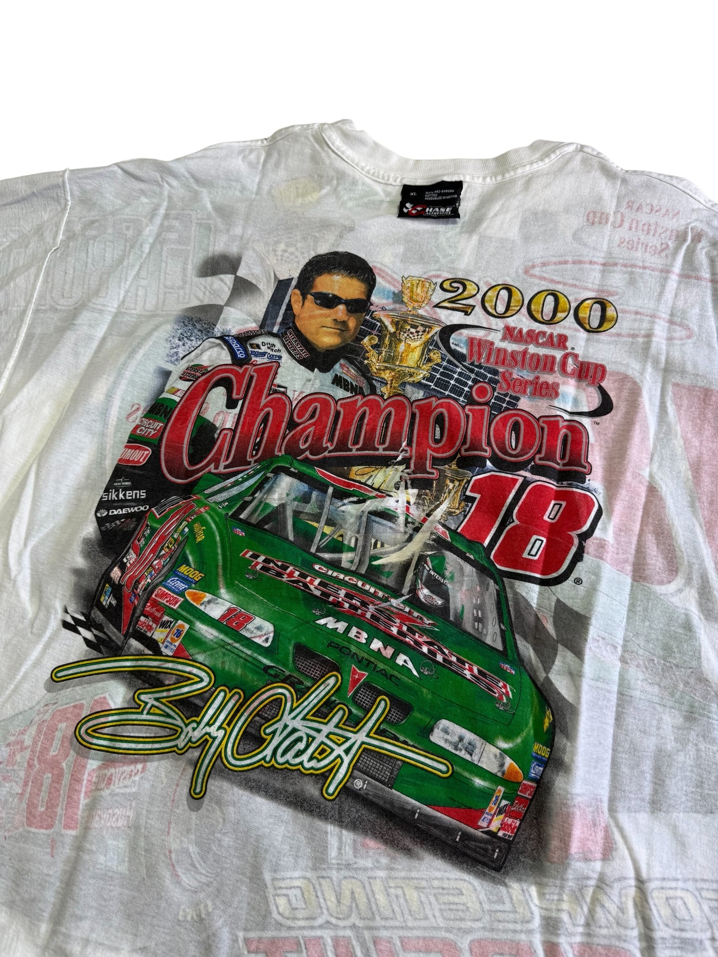 Vintage NASCAR Bubba Labonte Daytona 500 2000 Champion 4 Sided Print Tshirt
