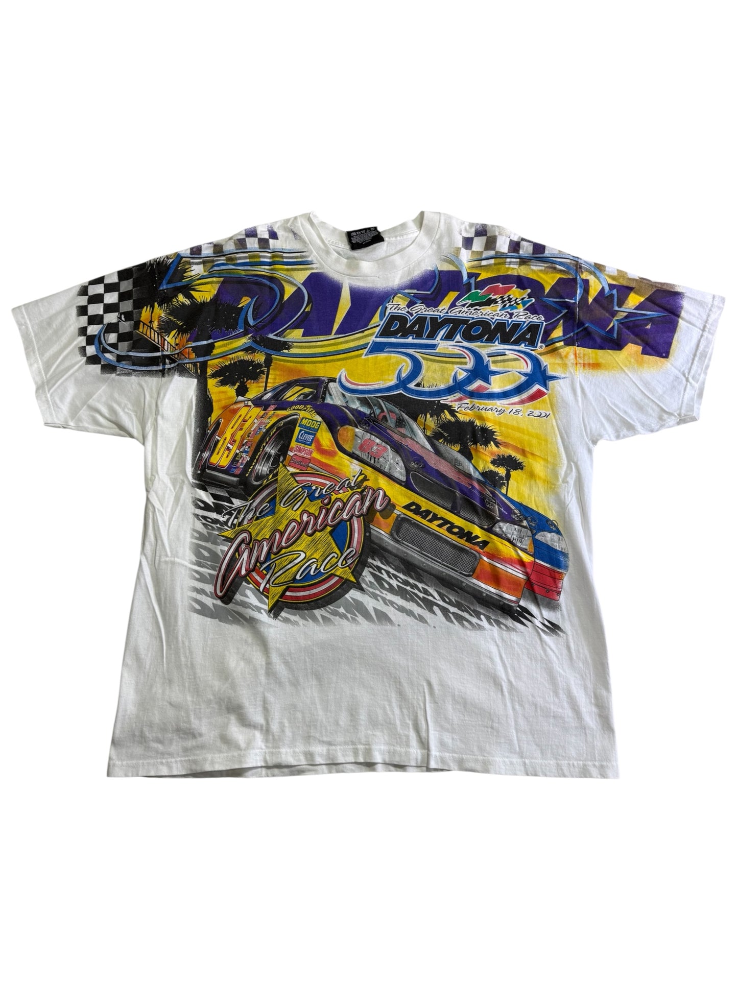 Vintage NASCAR Bubba Labonte Daytona 500 2000 Champion 4 Sided Print Tshirt