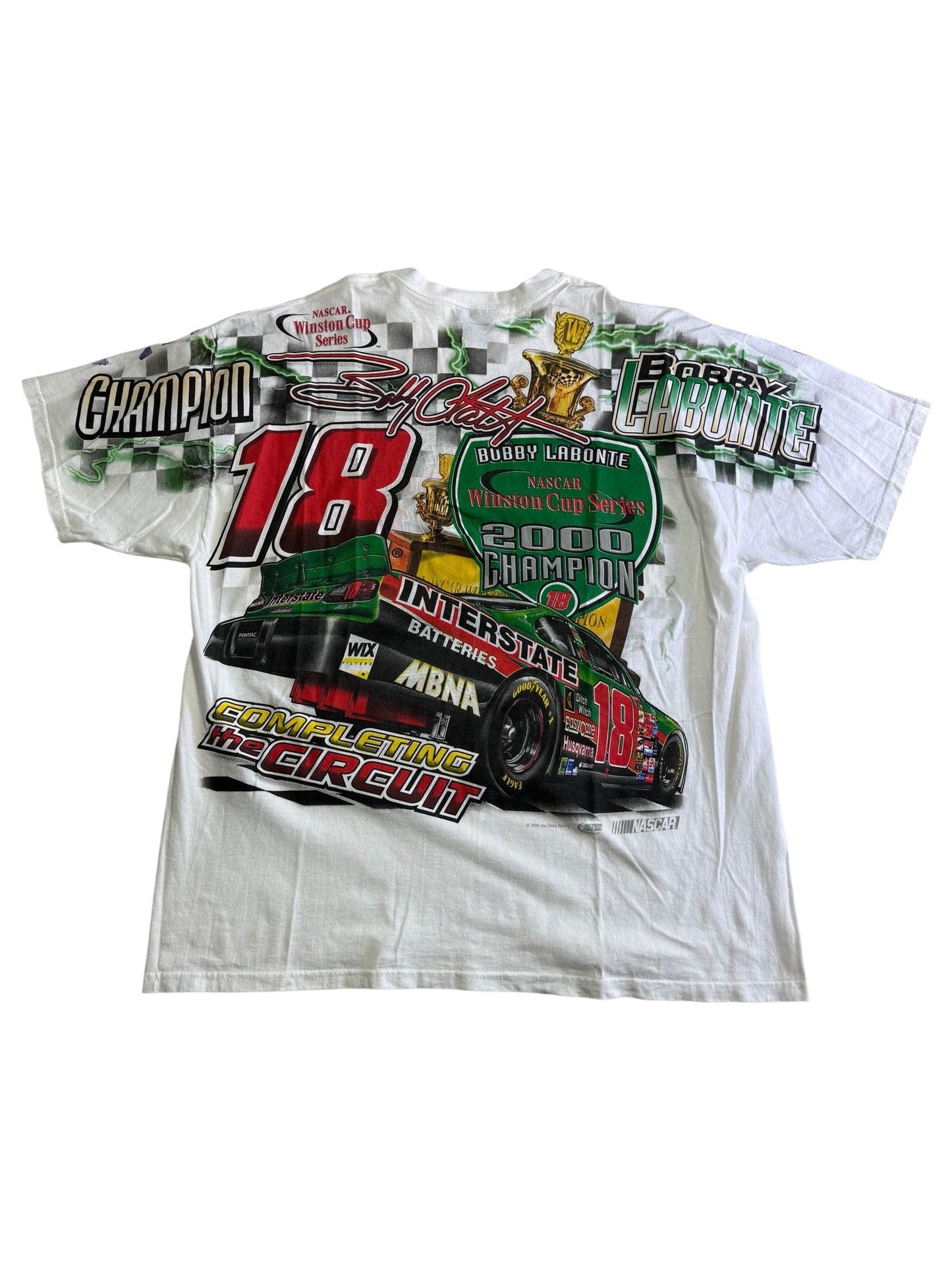 Vintage NASCAR Bubba Labonte Daytona 500 2000 Champion 4 Sided Print Tshirt