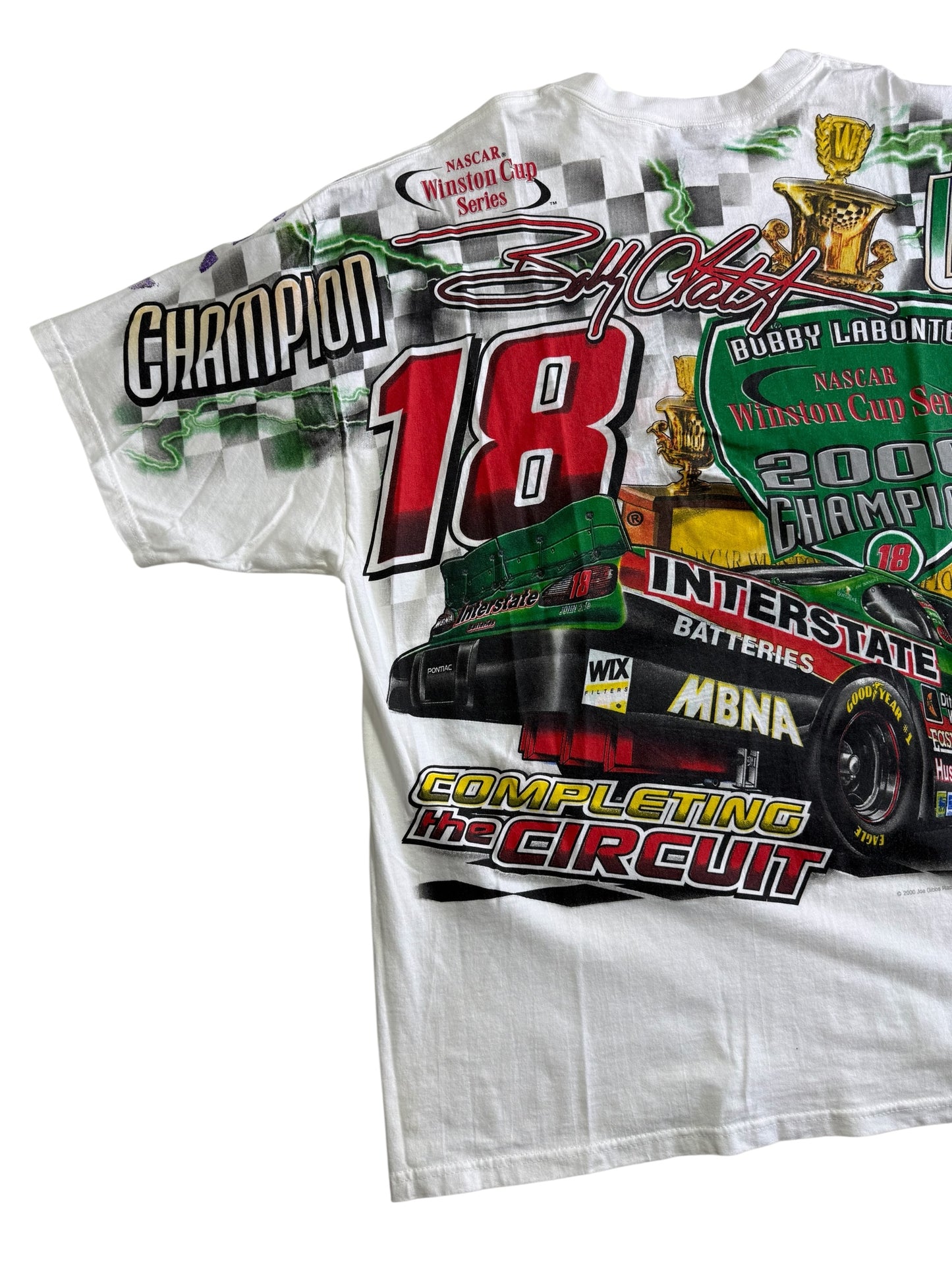 Vintage NASCAR Bubba Labonte Daytona 500 2000 Champion 4 Sided Print Tshirt