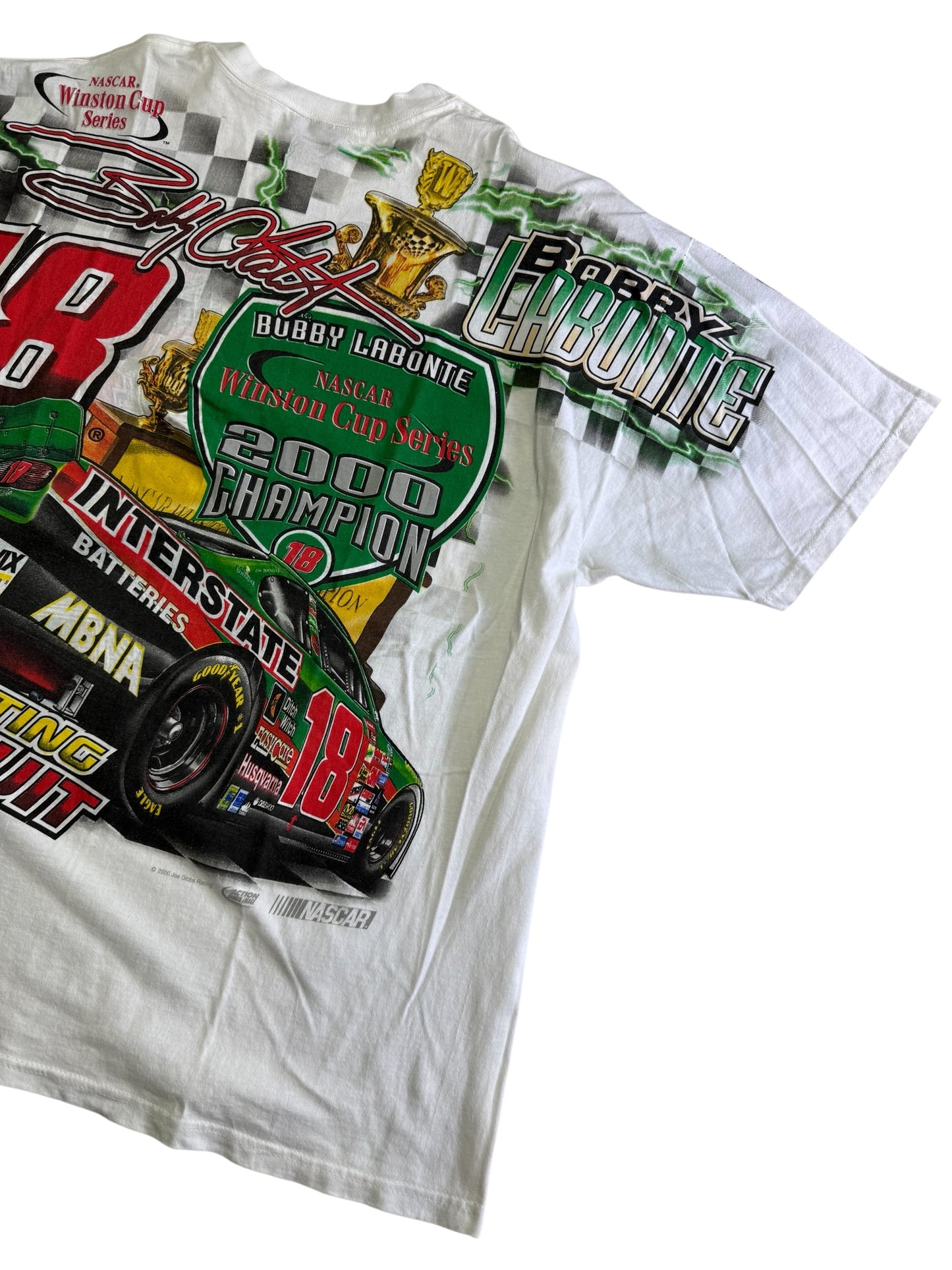 Vintage NASCAR Bubba Labonte Daytona 500 2000 Champion 4 Sided Print Tshirt