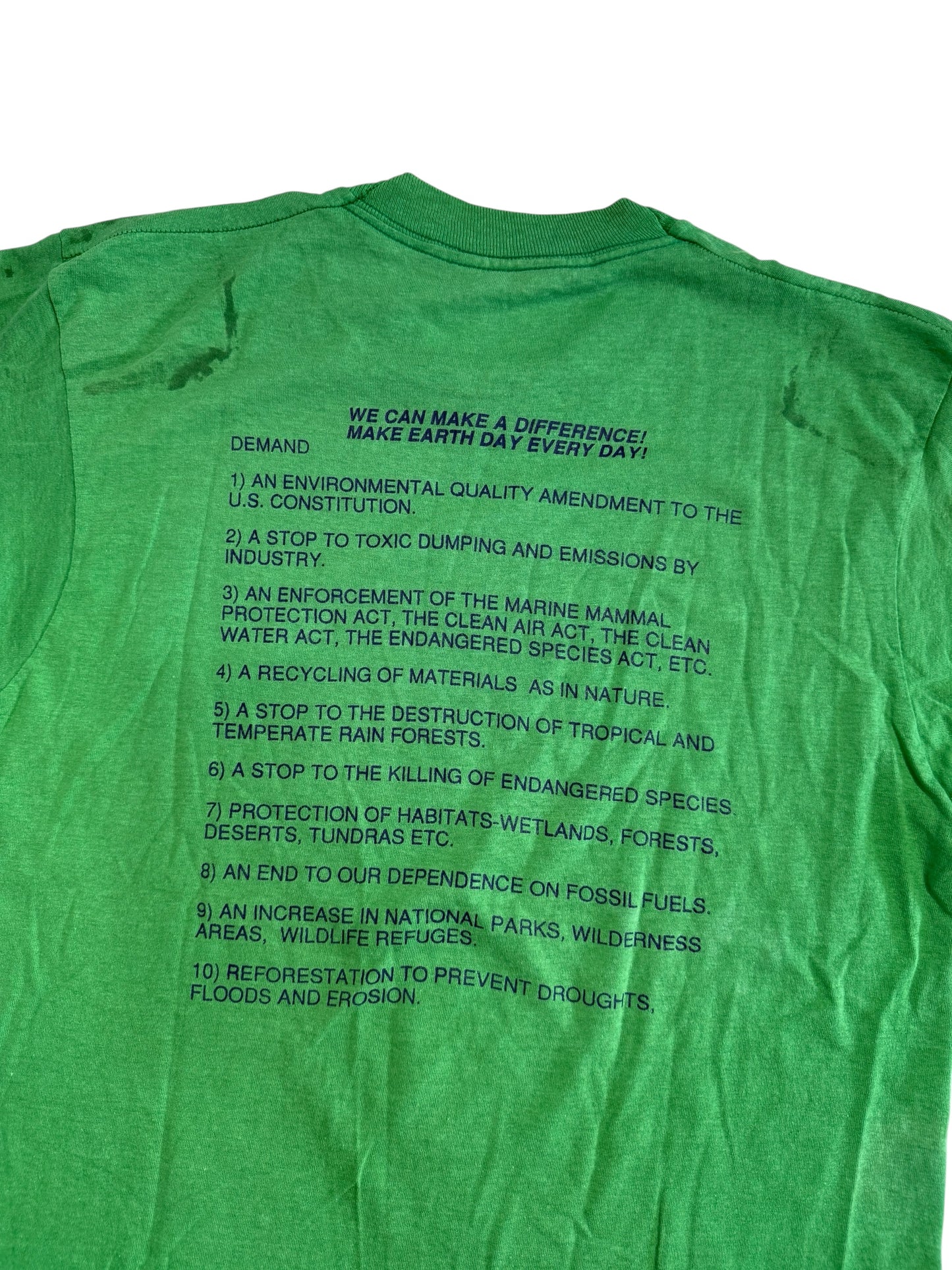 Vintage 1990 Earth Day Save The Earth Environmental Tshirt