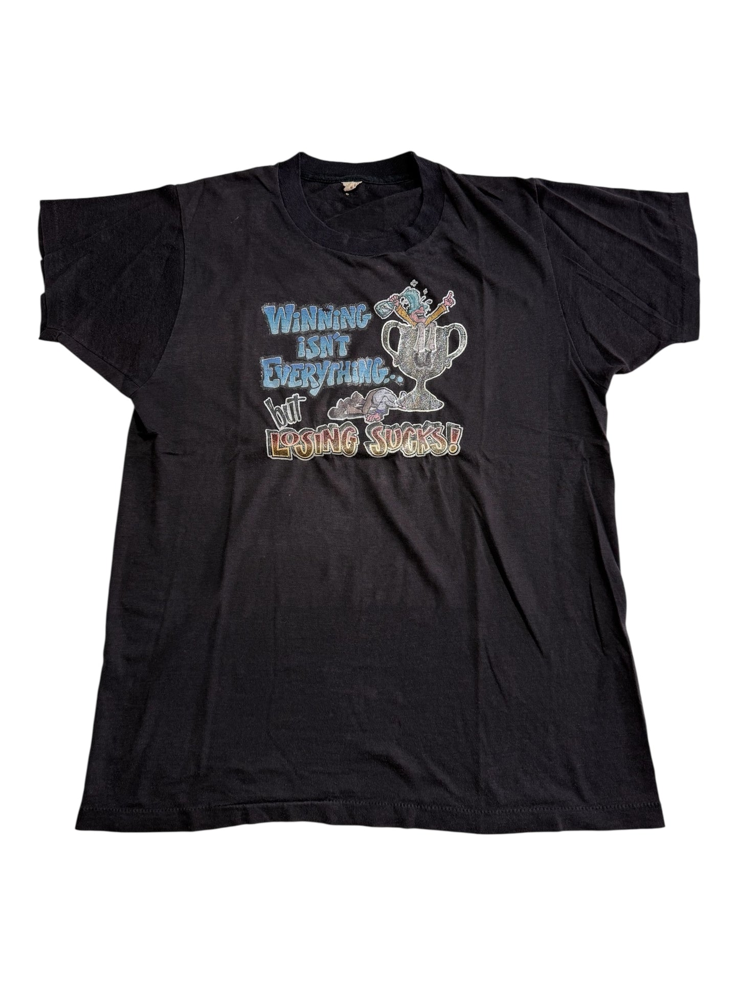 Vintage 80s Winning Isn’t Everything Iron On Graphic Tshirt Funny Slogan