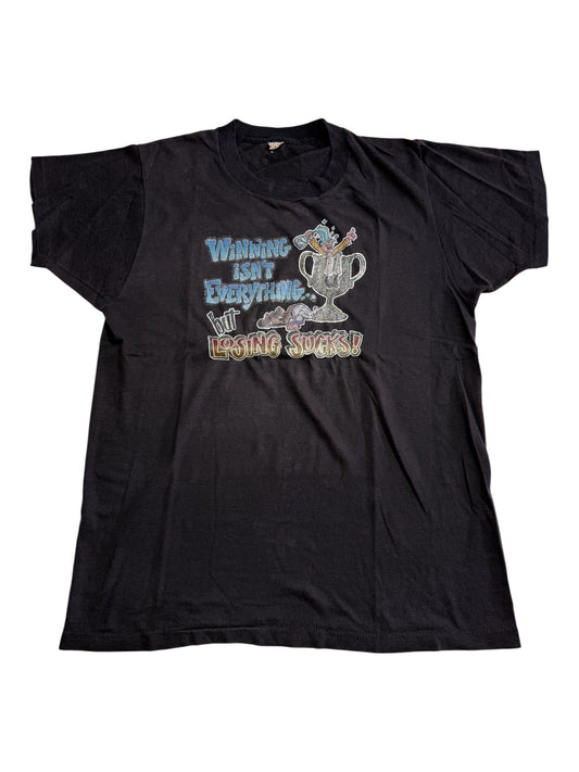 Vintage 80s Winning Isn’t Everything Iron On Graphic Tshirt Funny Slogan