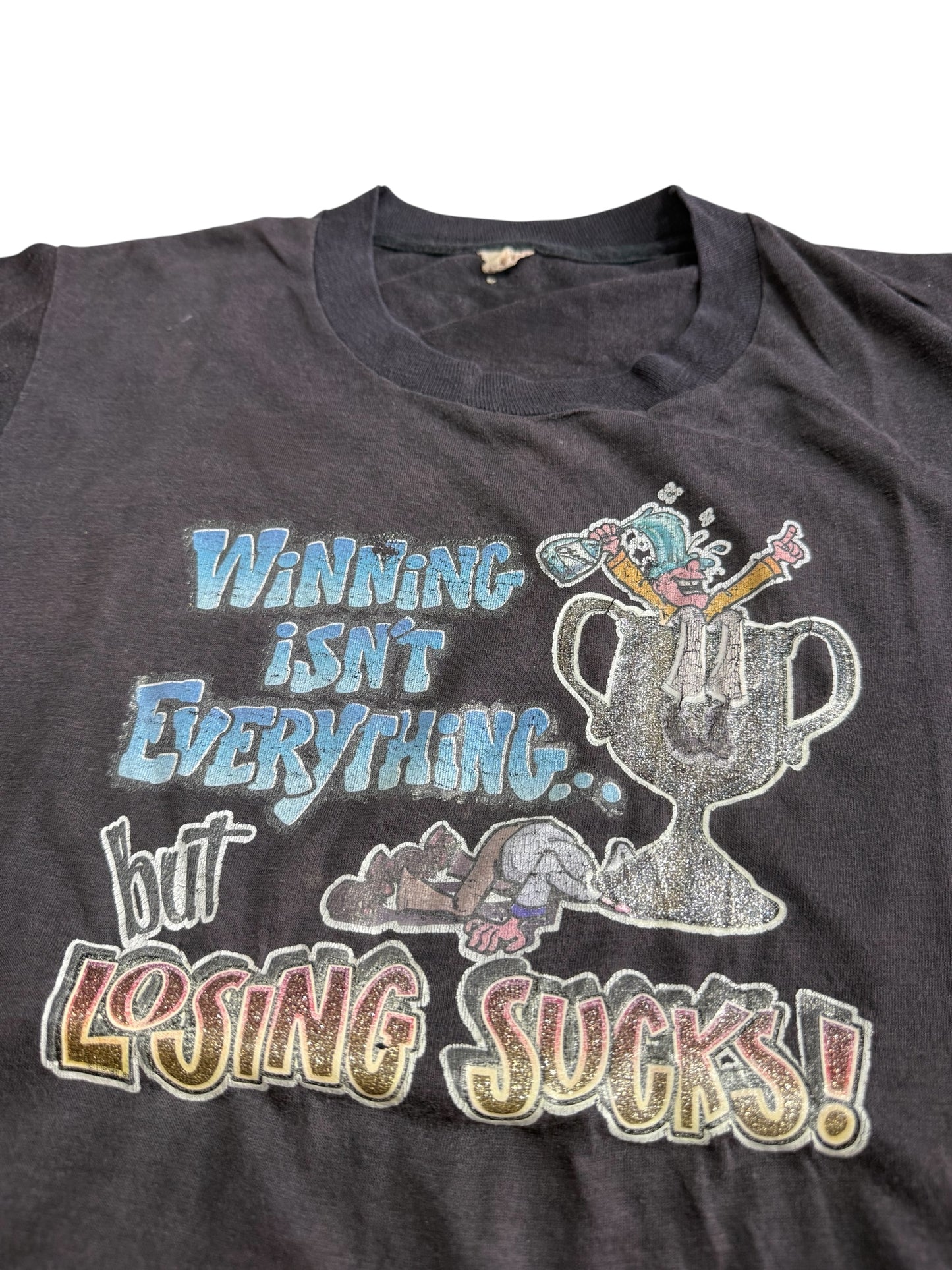 Vintage 80s Winning Isn’t Everything Iron On Graphic Tshirt Funny Slogan