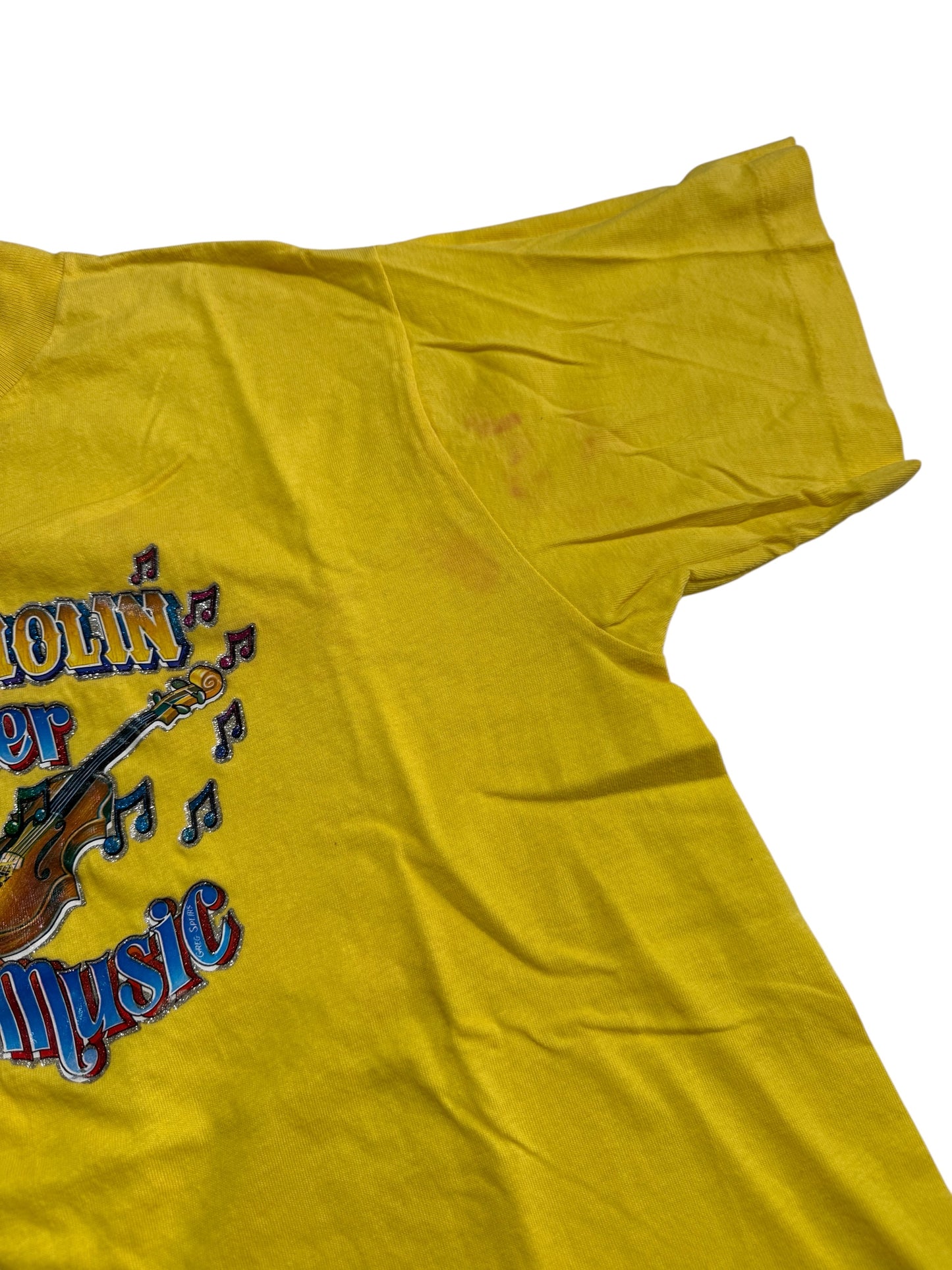 Vintage 70s 80s Violin Music Iron On Tshirt Glitter Graphic