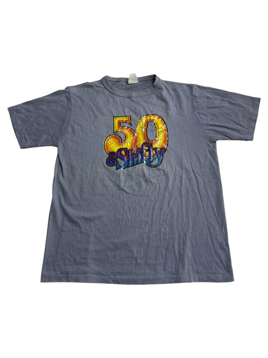 Vintage 80s 50 & Shifty Graphic Tshirt Funny Novelty USA Made Iron On