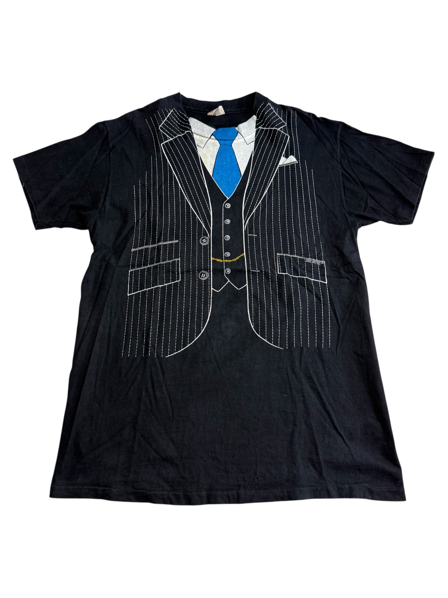 Vintage 1980s Tuxedo Print Tshirt Novelty Suit Graphic