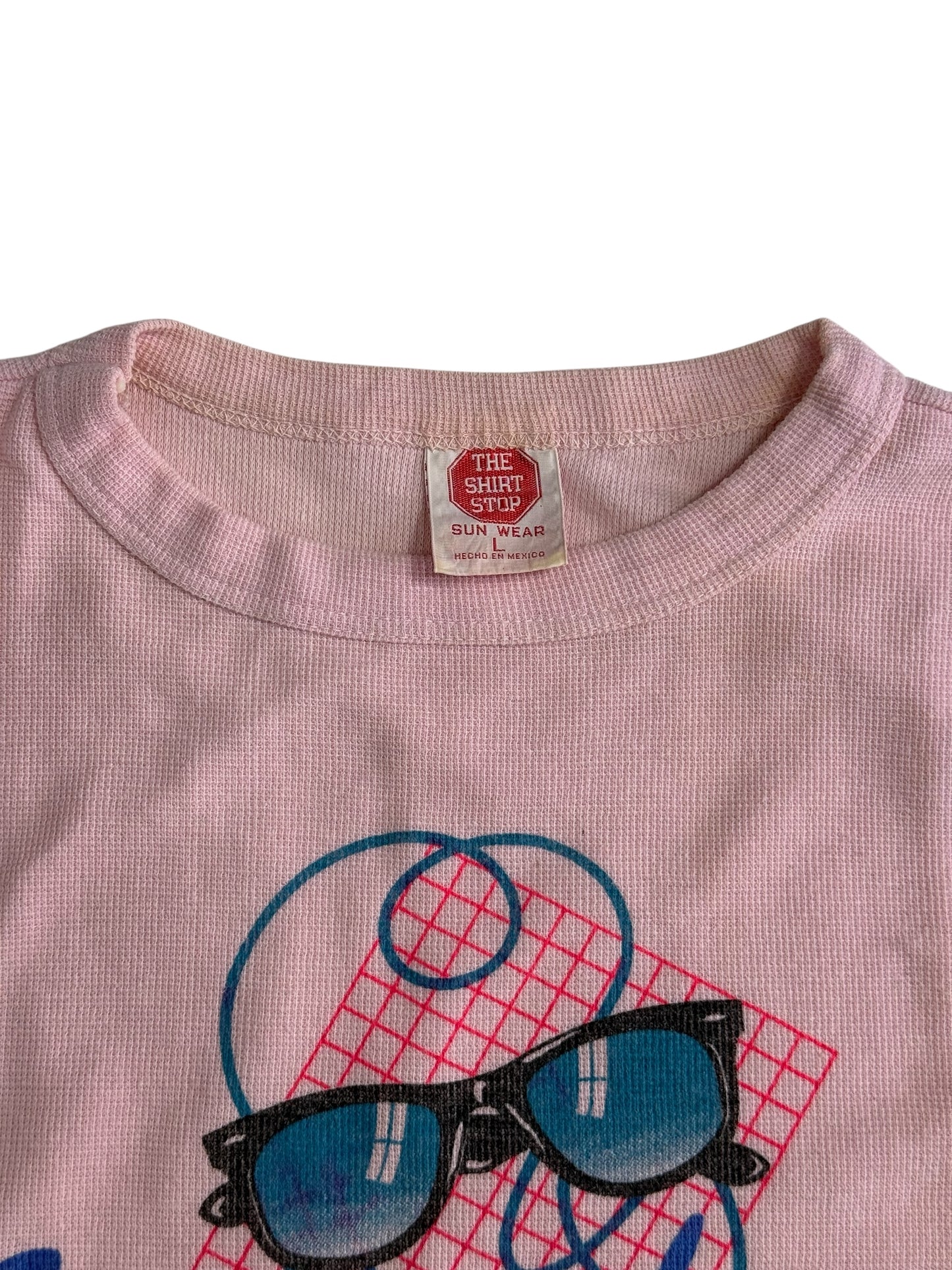 Vintage 1980s Ensenada Mexico Graphic Sleeveless Tee Pink Tank Top