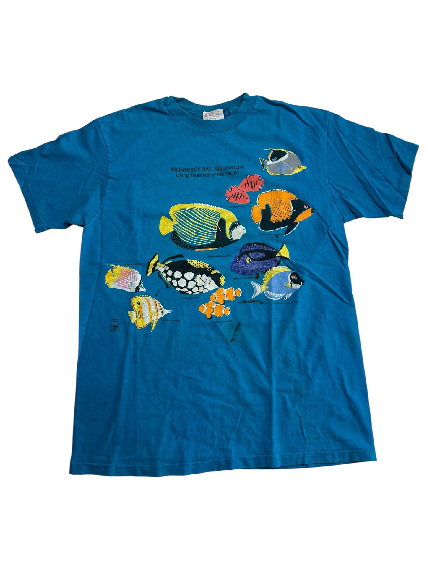 Vintage 1989 Monterey Bay Aquarium Fish Tshirt Marine Life Graphic