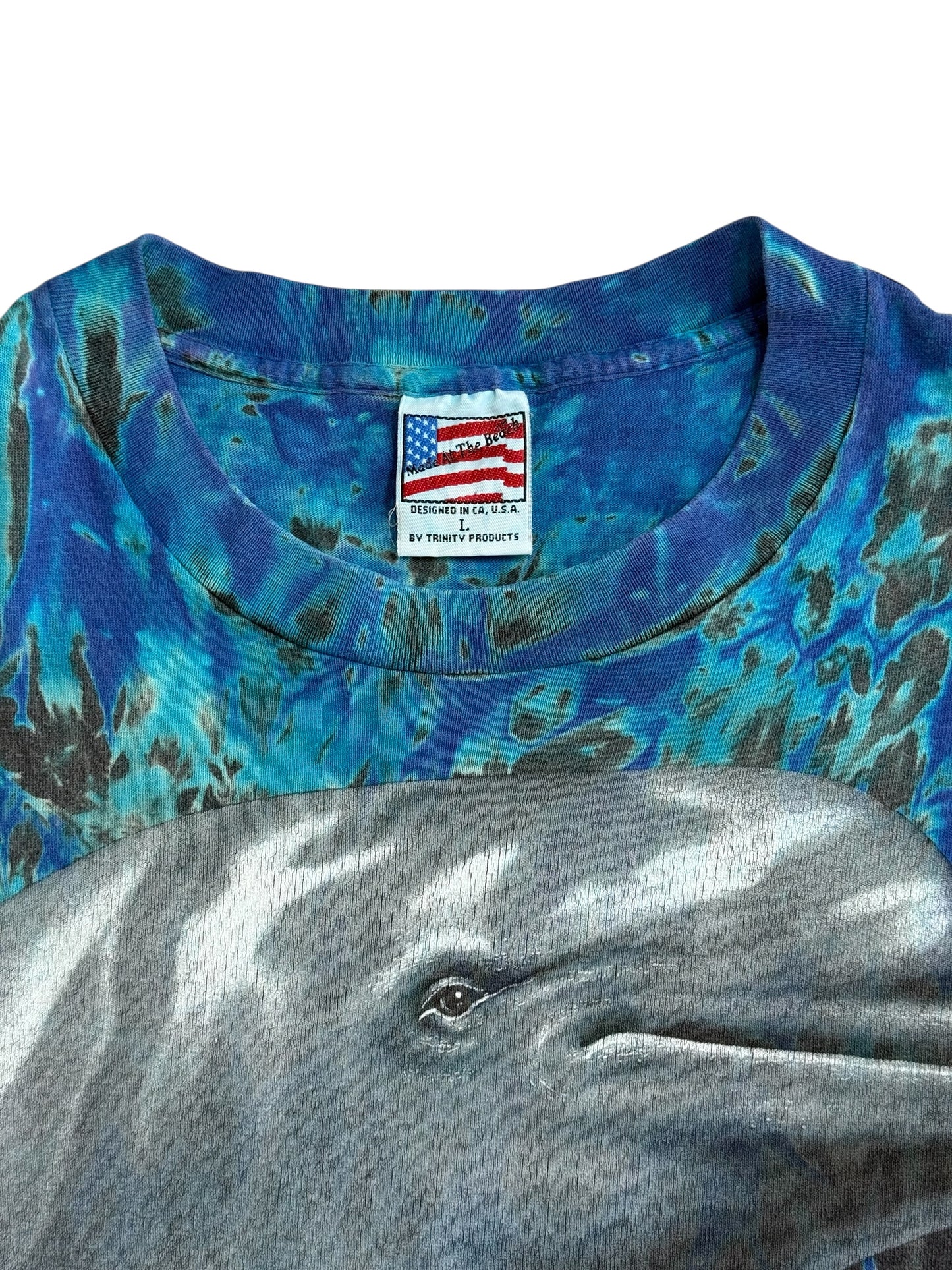 Vintage 90s Dolphin Ocean Tie Dye Tshirt Nature Graphic