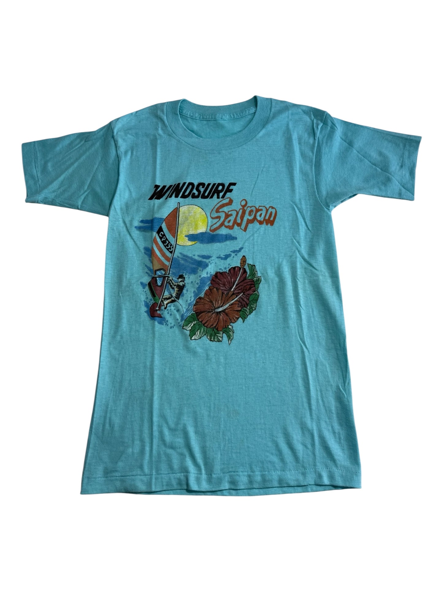 Vintage 80s Windsurf Saipan Tshirt Tourist Graphic Beach
