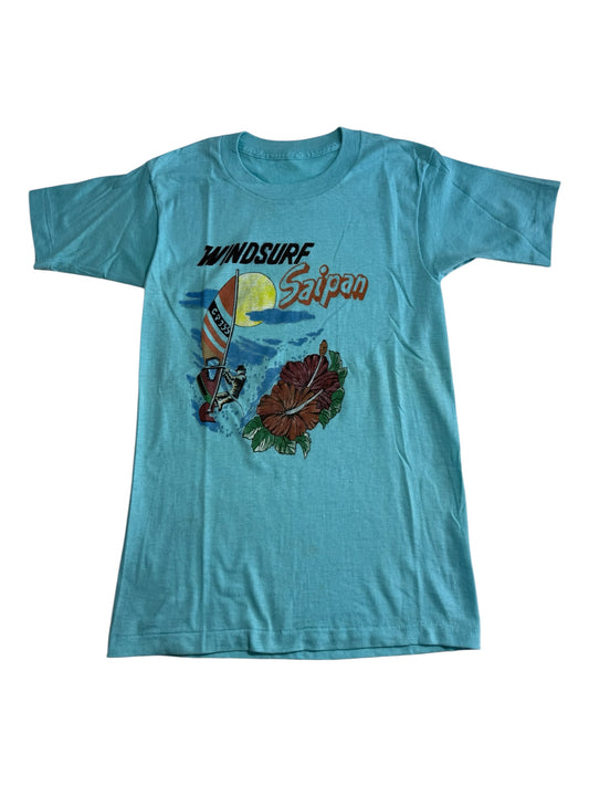 Vintage 80s Windsurf Saipan Tshirt Tourist Graphic Beach
