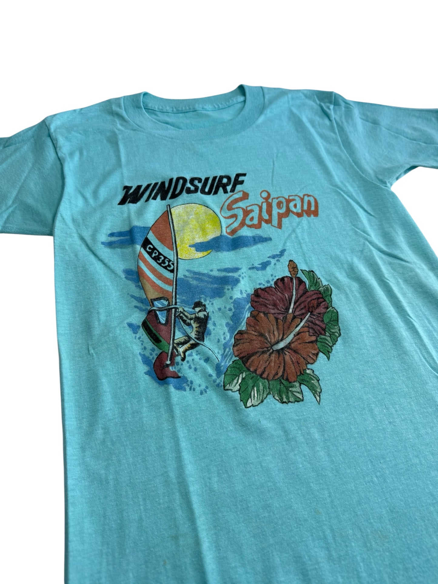 Vintage 80s Windsurf Saipan Tshirt Tourist Graphic Beach