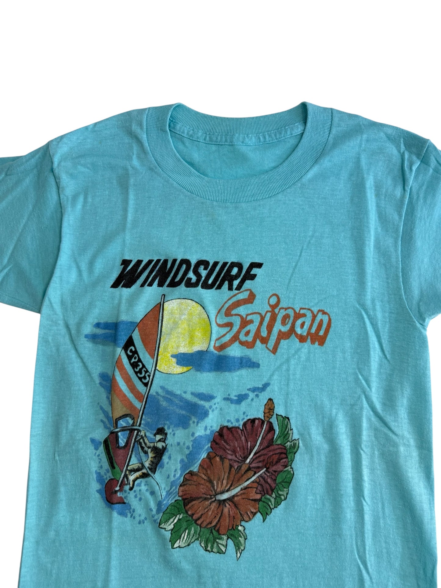 Vintage 80s Windsurf Saipan Tshirt Tourist Graphic Beach
