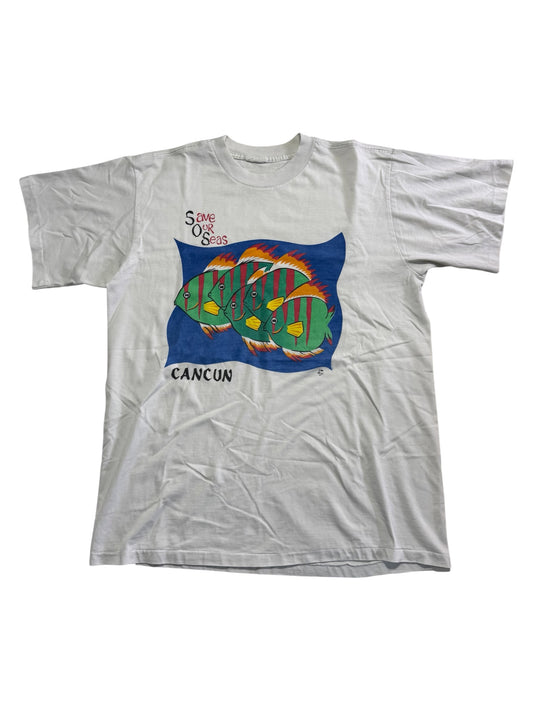 Vintage 1990s Cancun Save Our Seas Fish Graphic Tshirt