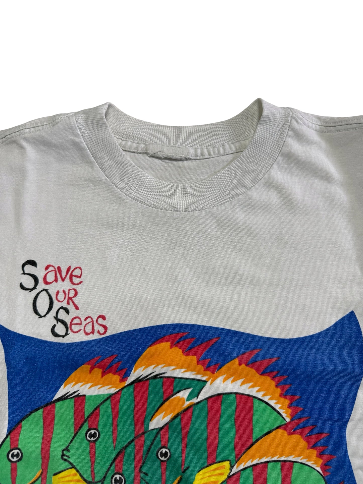 Vintage 1990s Cancun Save Our Seas Fish Graphic Tshirt
