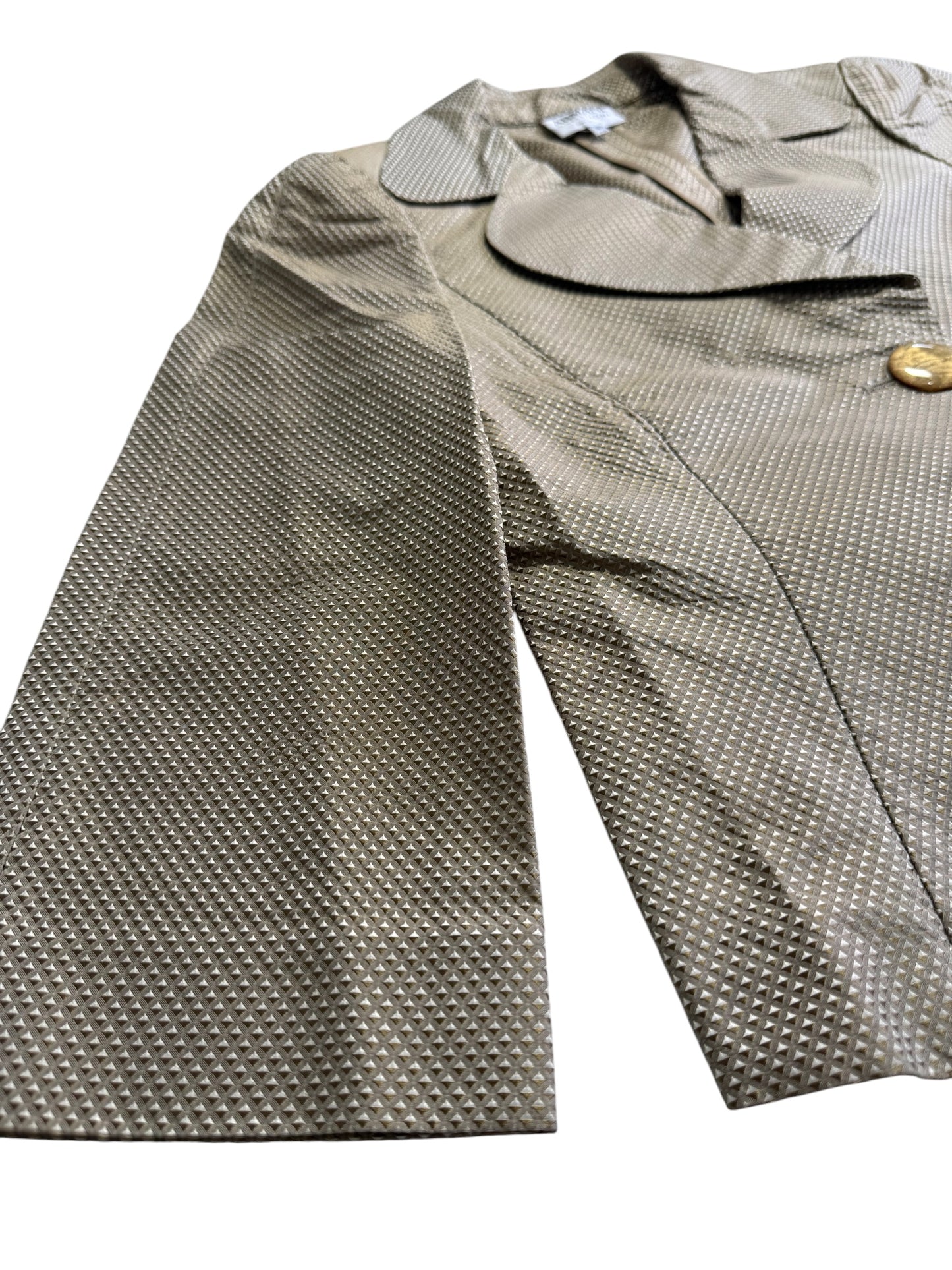Vintage Armani Collezioni Silk Blend Cropped Blazer Made in Italy Beige Textured Jacket