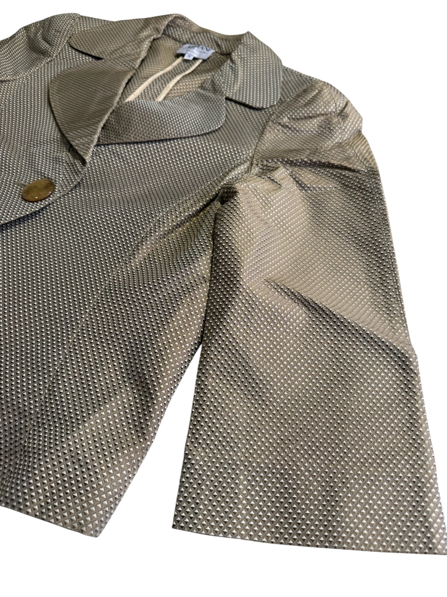 Vintage Armani Collezioni Silk Blend Cropped Blazer Made in Italy Beige Textured Jacket