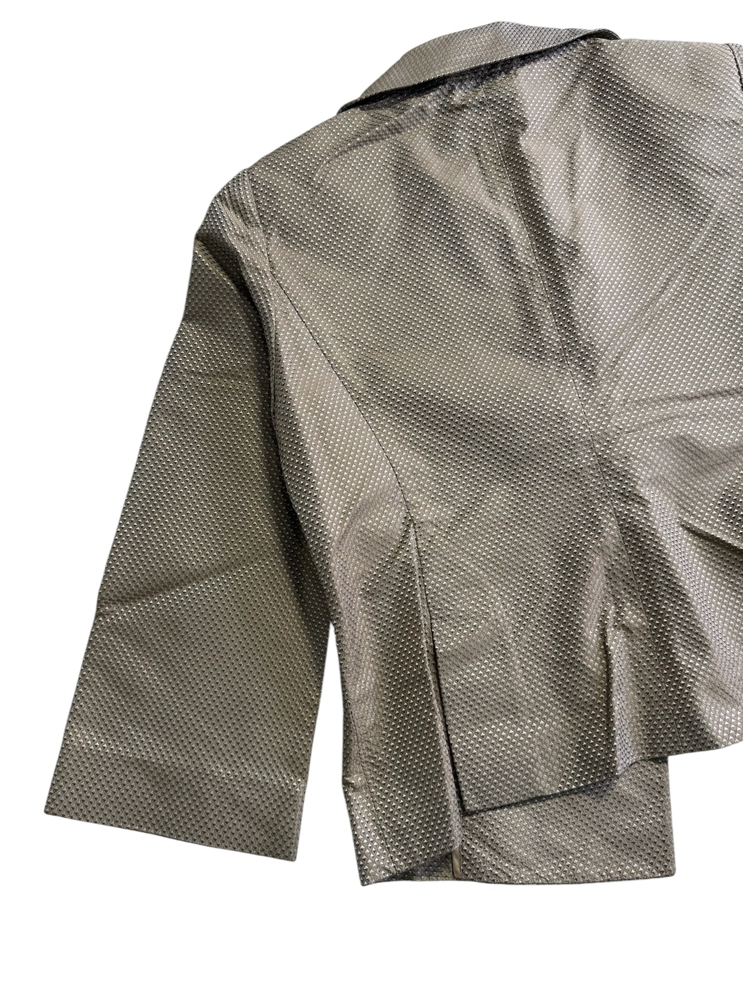 Vintage Armani Collezioni Silk Blend Cropped Blazer Made in Italy Beige Textured Jacket