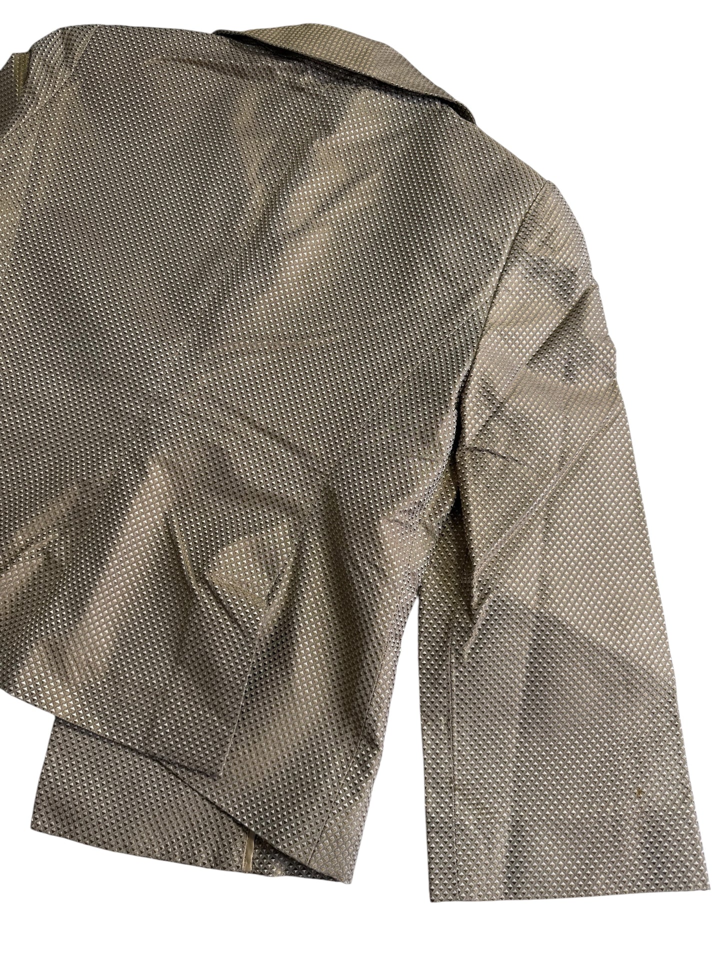 Vintage Armani Collezioni Silk Blend Cropped Blazer Made in Italy Beige Textured Jacket