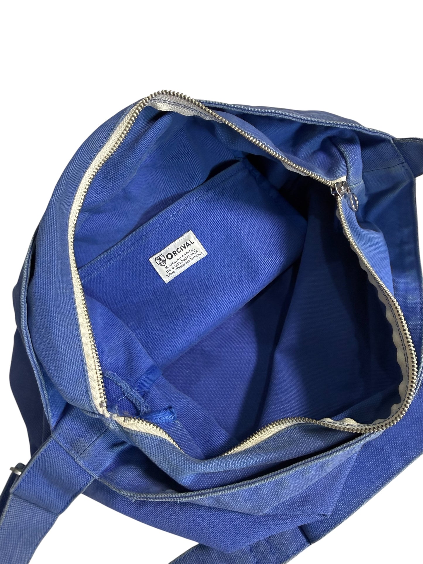 Orcival France Canvas Shoulder Bag Crossbody Blue Workwear Style