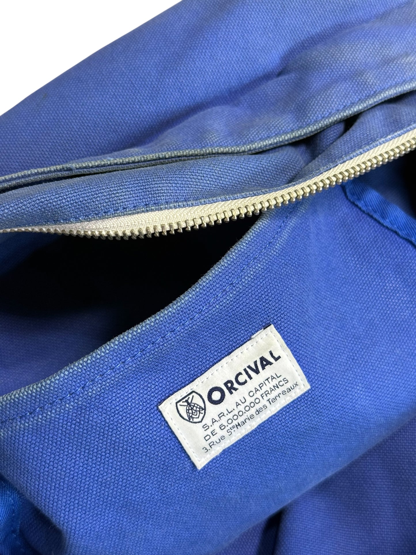 Orcival France Canvas Shoulder Bag Crossbody Blue Workwear Style
