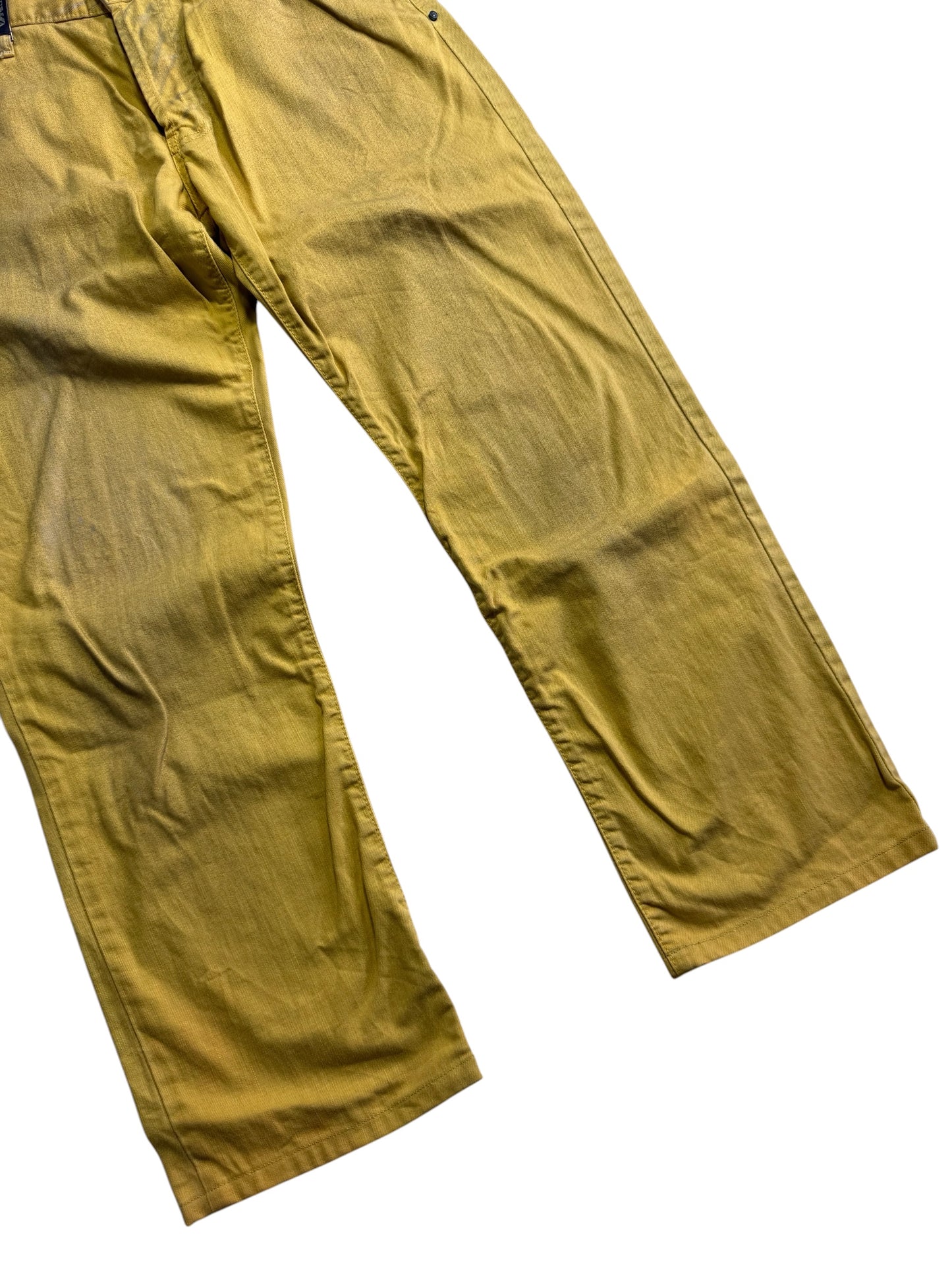 Emporio Armani Distressed Effect Yellow Denim Jeans Made in Italy