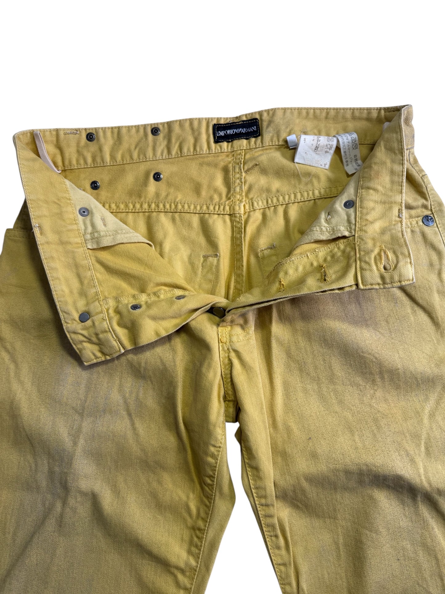 Emporio Armani Distressed Effect Yellow Denim Jeans Made in Italy