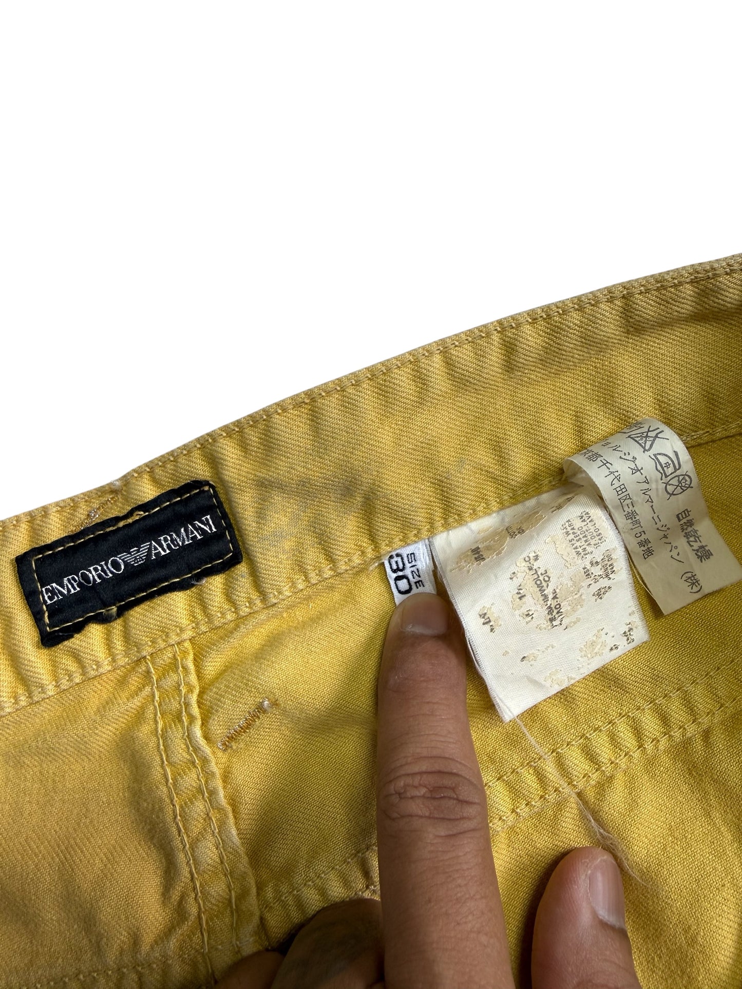 Emporio Armani Distressed Effect Yellow Denim Jeans Made in Italy