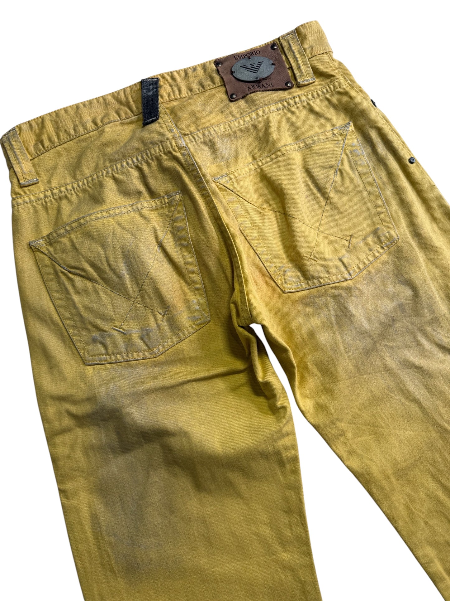 Emporio Armani Distressed Effect Yellow Denim Jeans Made in Italy