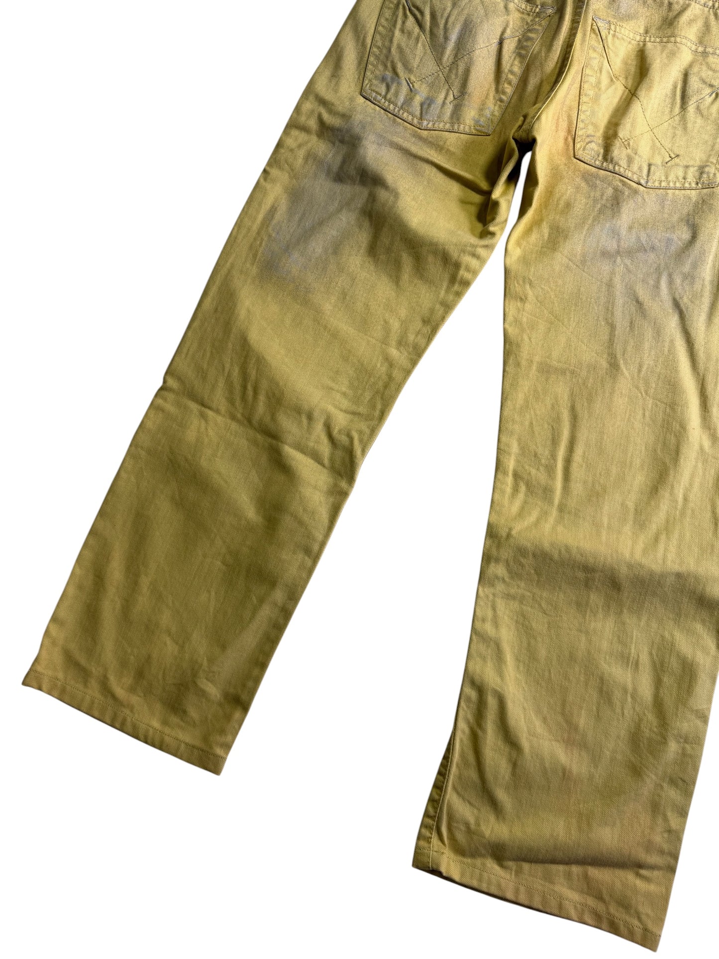 Emporio Armani Distressed Effect Yellow Denim Jeans Made in Italy