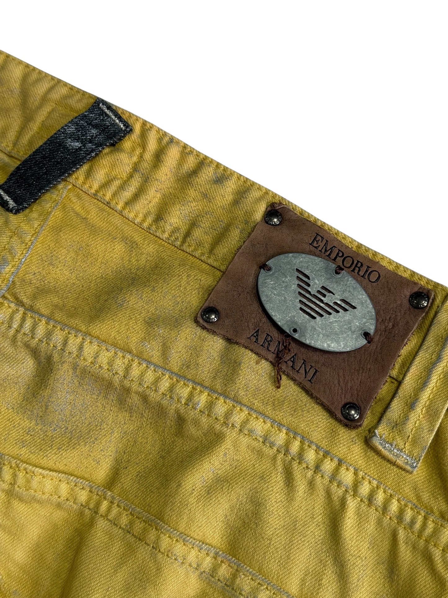 Emporio Armani Distressed Effect Yellow Denim Jeans Made in Italy