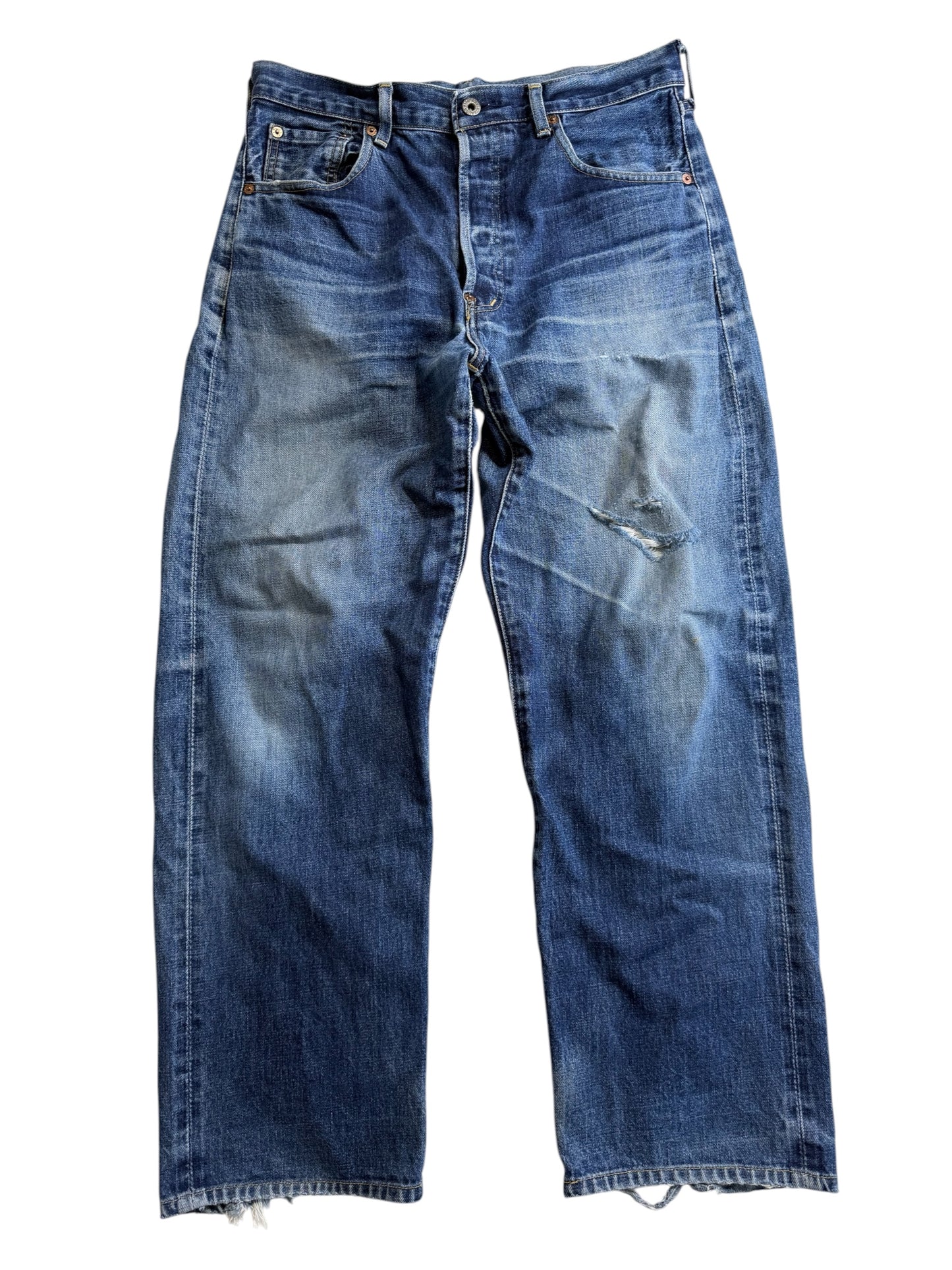 Vintage Levis 702 Big E Cinch Back Buckle Denim Jeans Selvedge