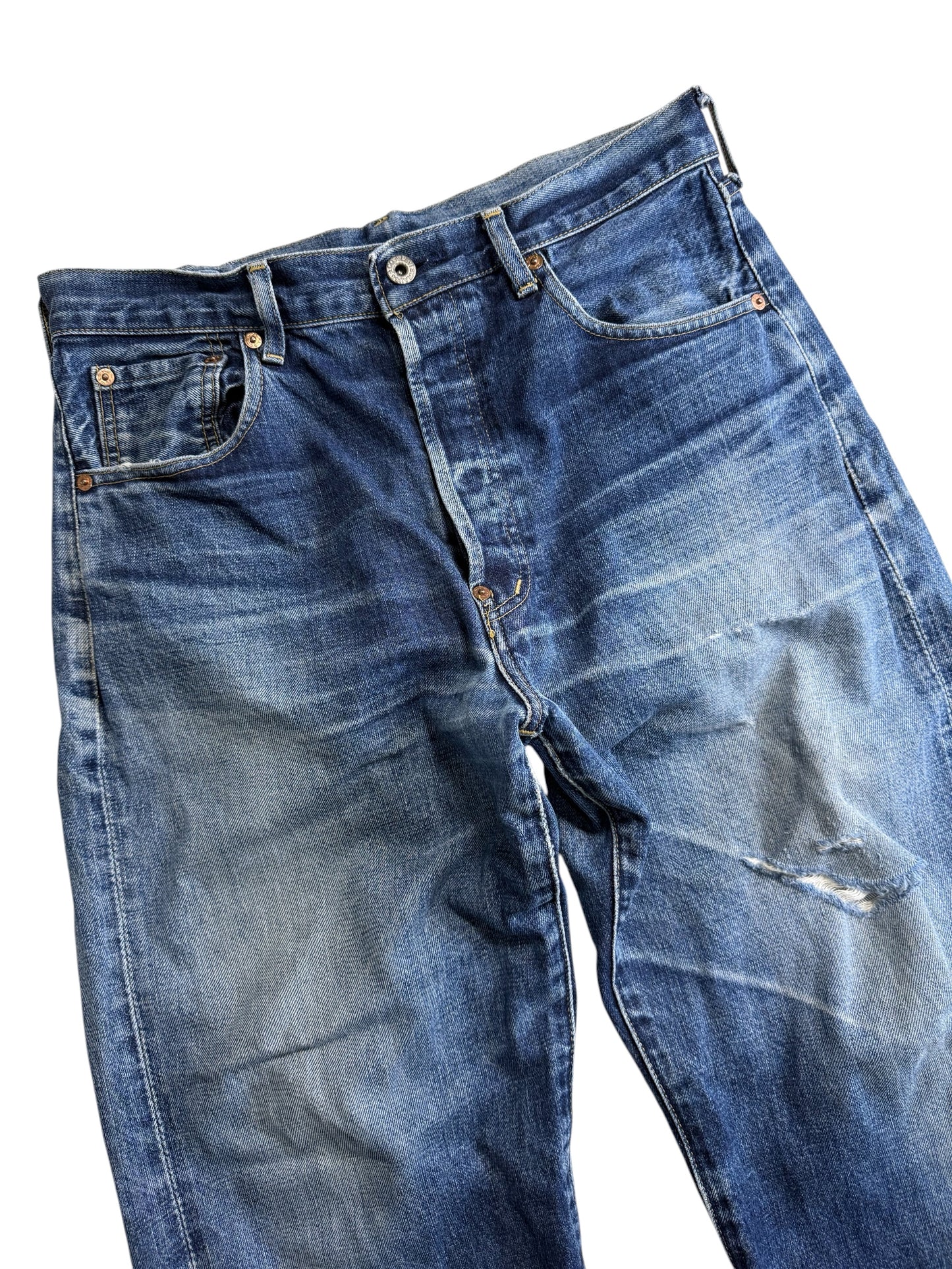 Vintage Levis 702 Big E Cinch Back Buckle Denim Jeans Selvedge