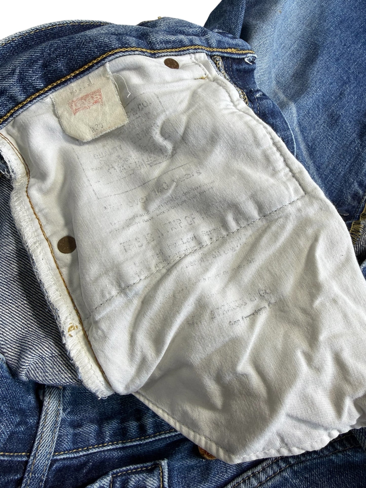 Vintage Levis 702 Big E Cinch Back Buckle Denim Jeans Selvedge