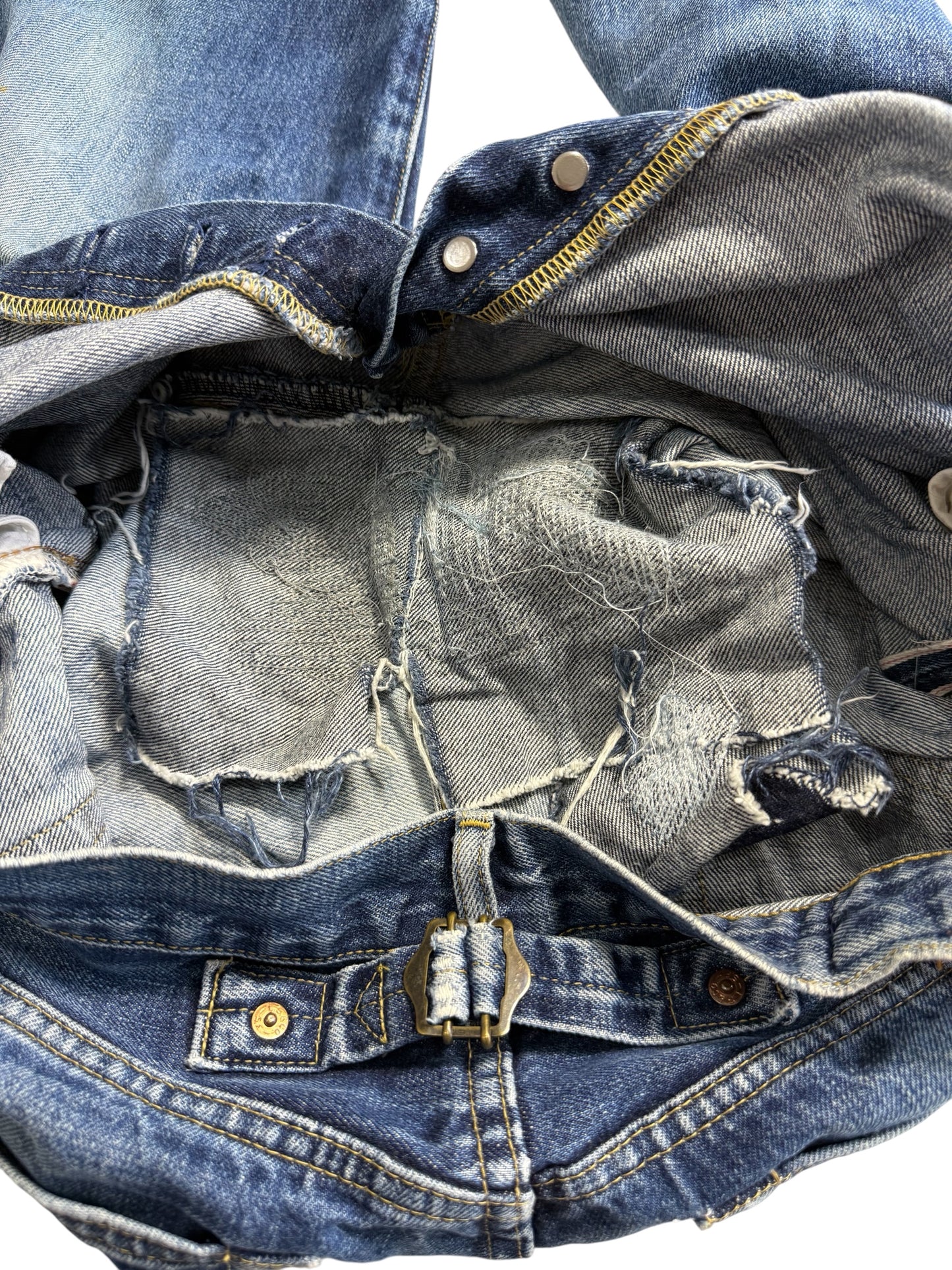 Vintage Levis 702 Big E Cinch Back Buckle Denim Jeans Selvedge